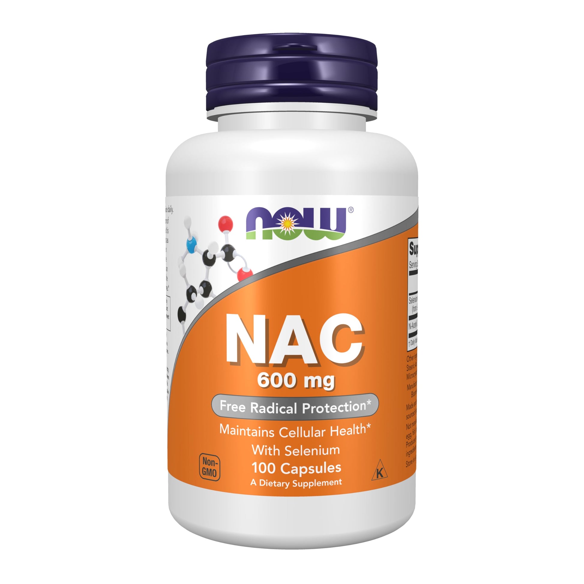 NOW Foods NAC (N-Acetyl Cysteine) 600 mg with Selenium Capsules, 100 Capsules