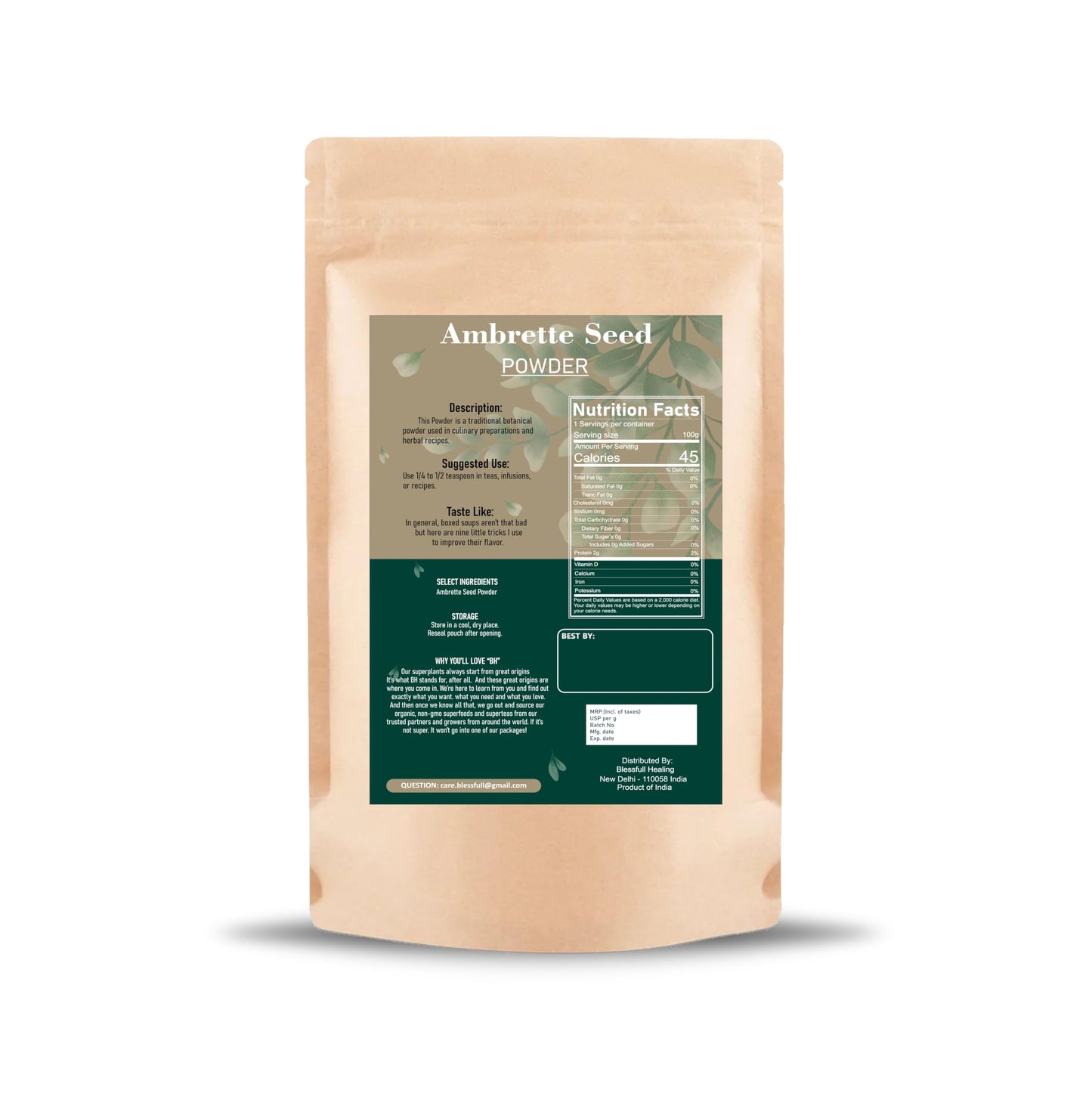 Blessfull Healing Ambrette Seed Powder, 100 Gram, 1 Count