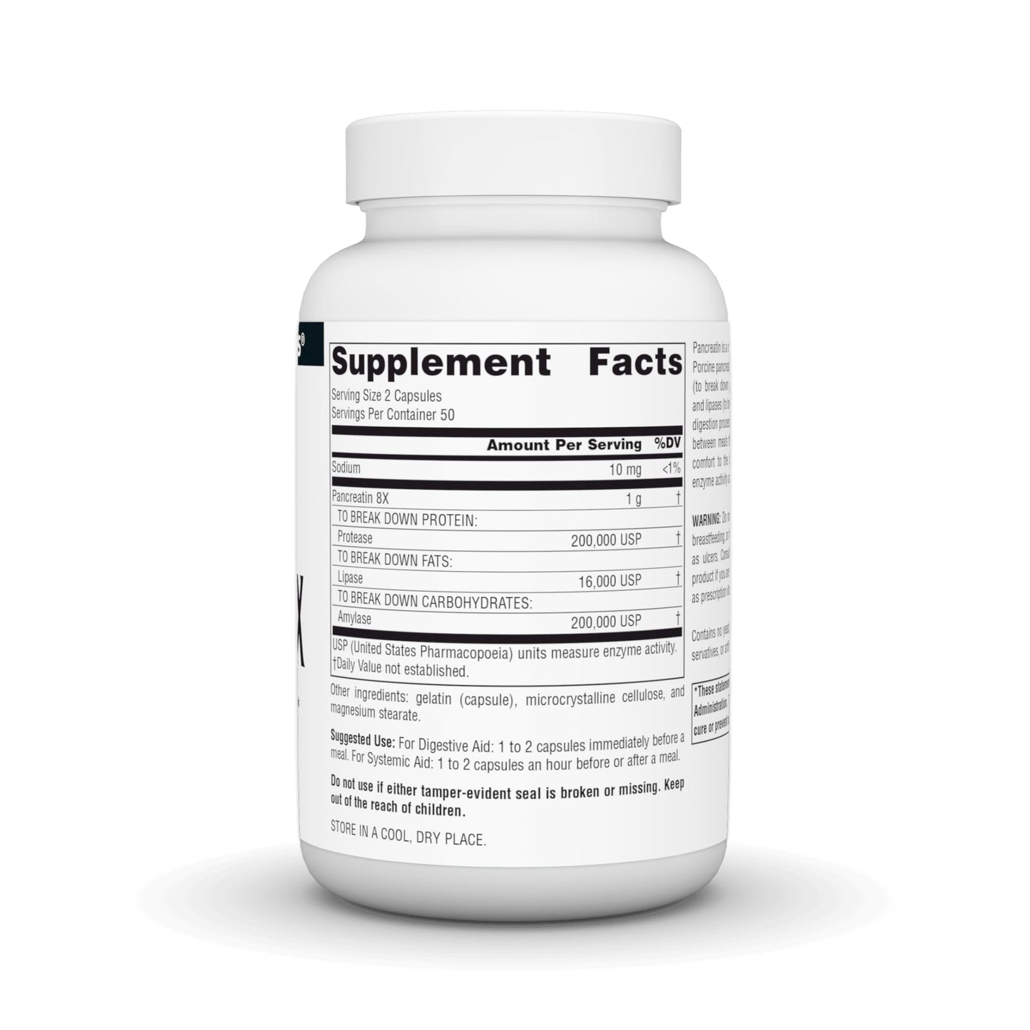 Source Naturals Pancreatin 8X 500 mg Digestive Enzymes Capsules, 100 Count