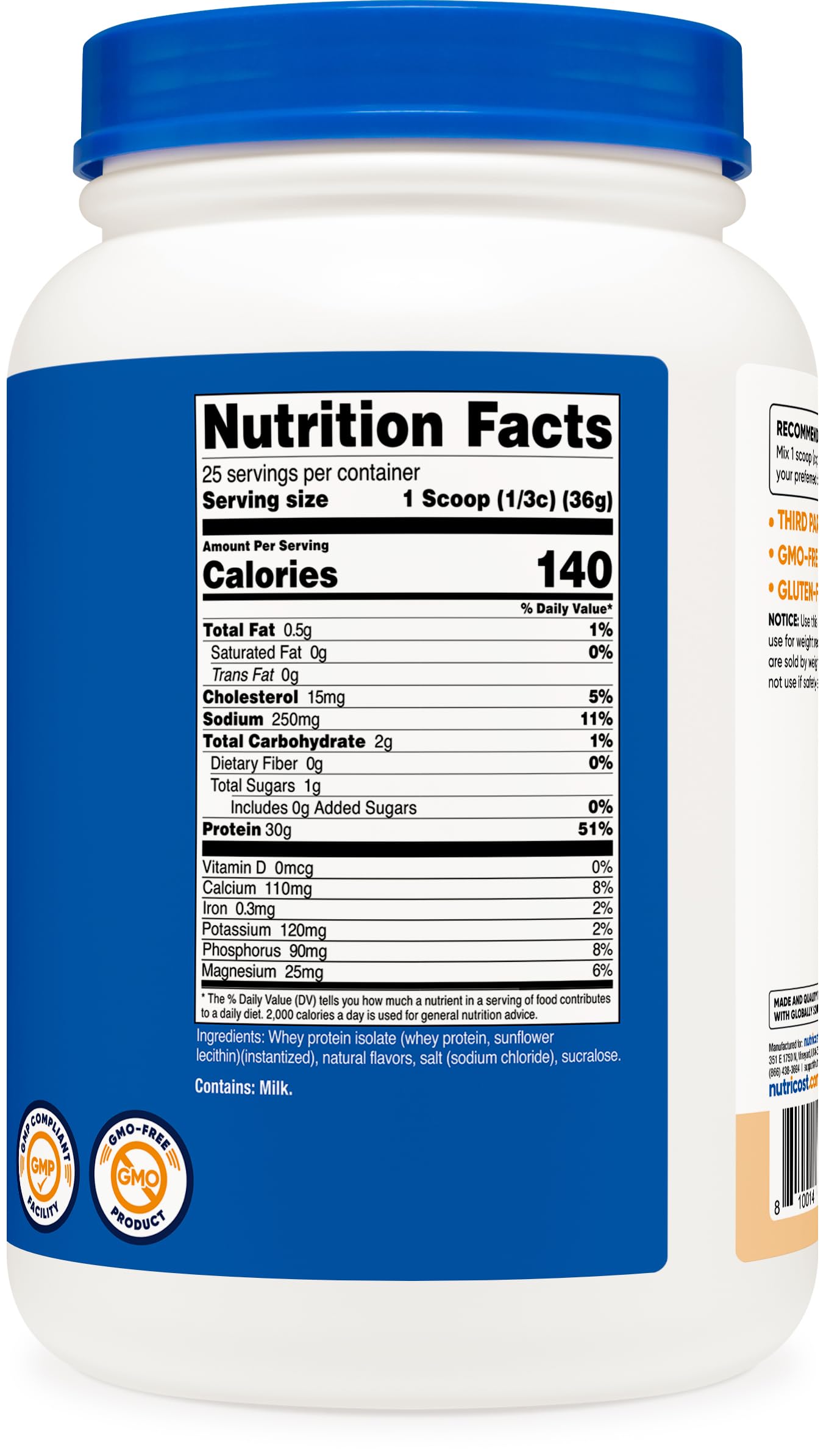 Nutricost Whey Protein Isolate Powder, 32 Servings