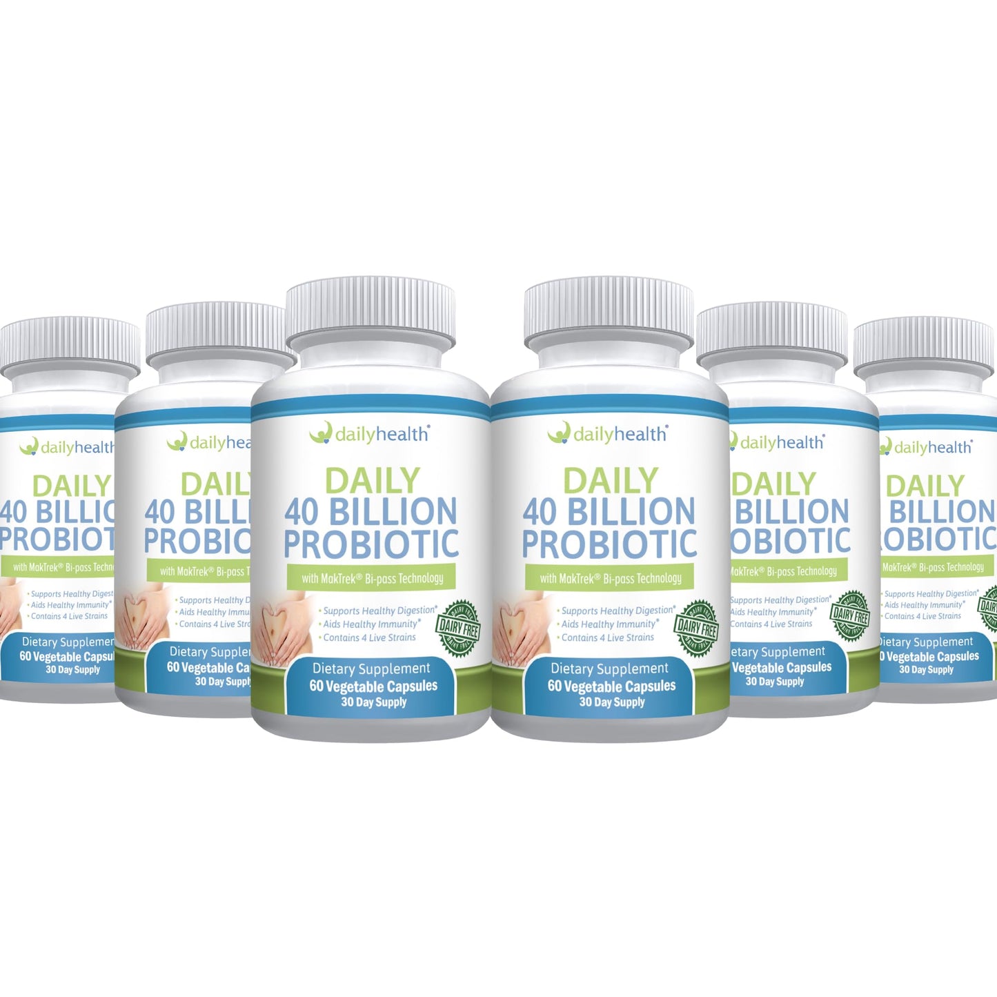 Daily Health Daily Probiotic 40 Billion CFU MakTrek Bi-Pass Technology Digestion Immune Health Veggie Capsules 360