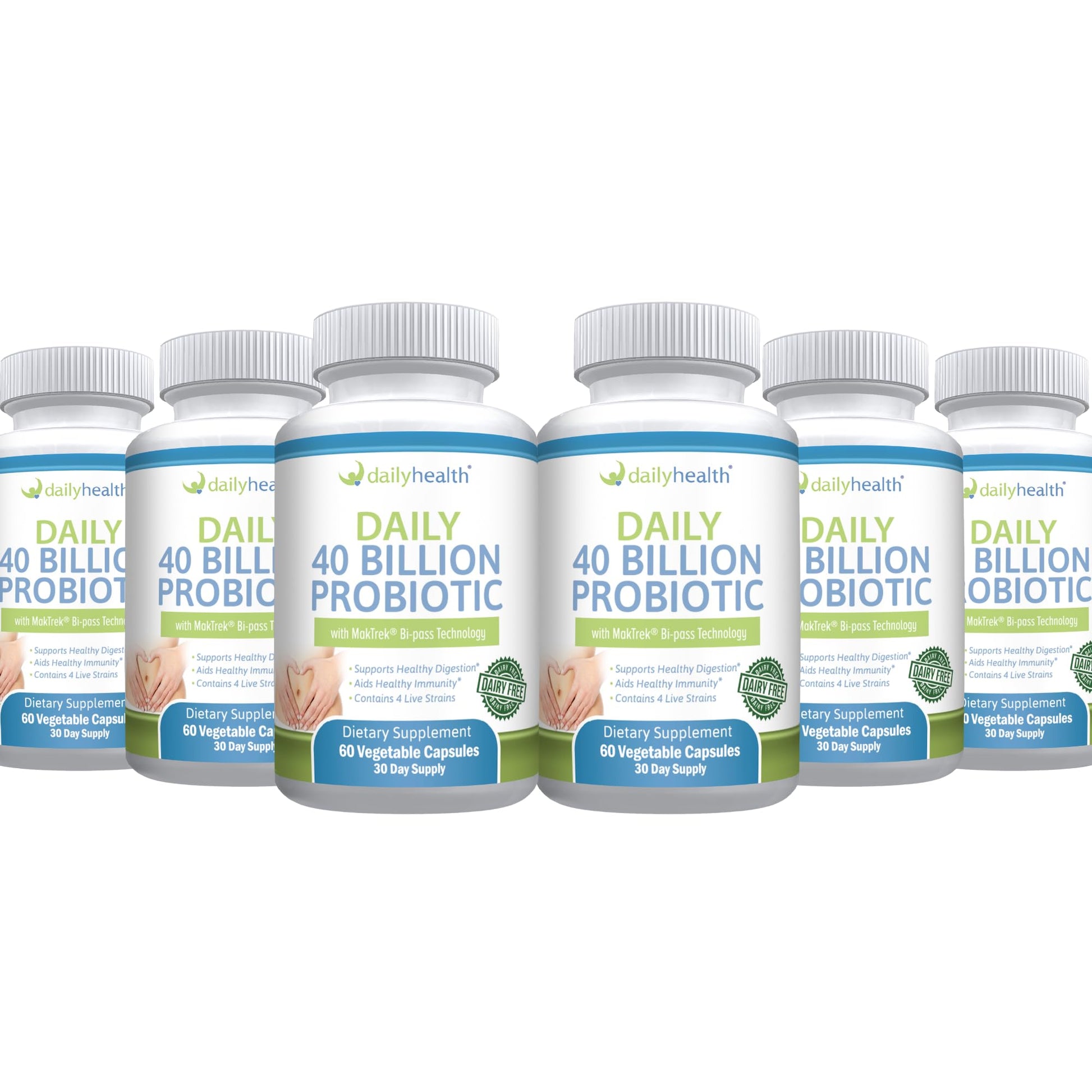 Daily Health Daily Probiotic 40 Billion CFU MakTrek Bi-Pass Technology Digestion Immune Health Veggie Capsules 360