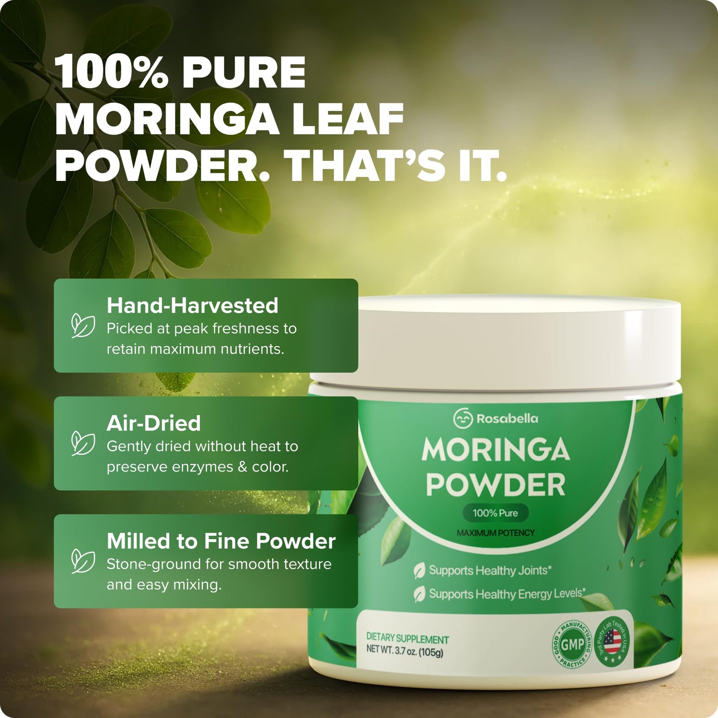 Rosabella Pure Moringa Powder 3.7 oz