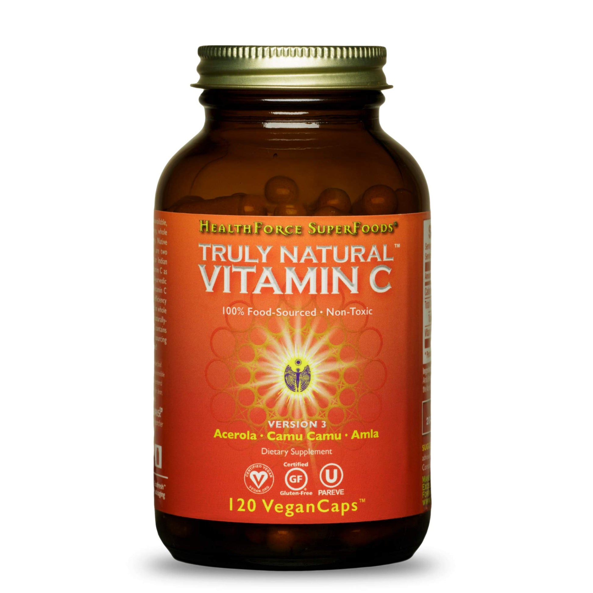 HEALTHFORCE SUPERFOODS Truly Natural Vitamin C Immune Support with Camu Camu Berry 120 Capsules