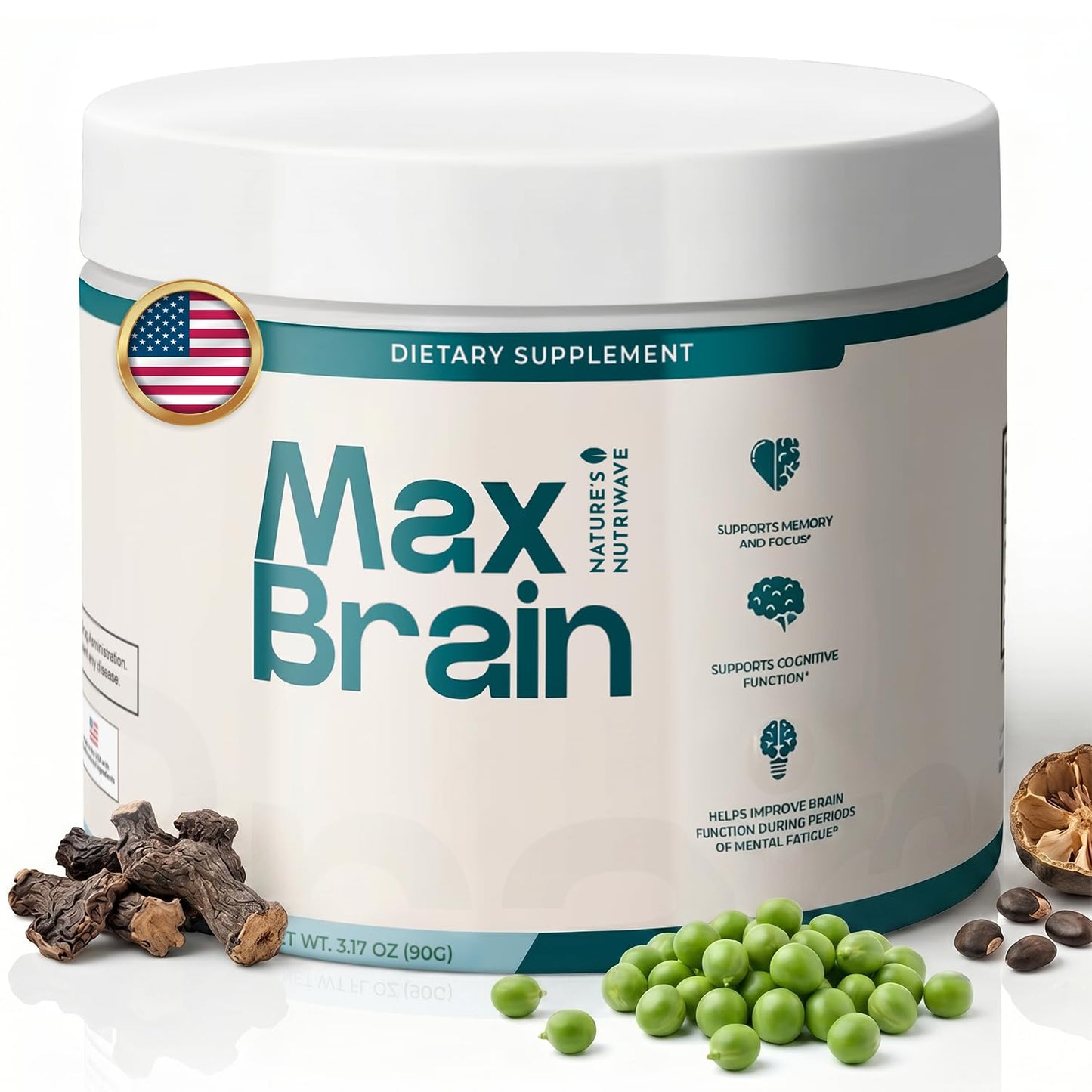 Nature’s NutriWave Max Brain Powder – Baobab, Konjac & Spermidine, 3.17 oz