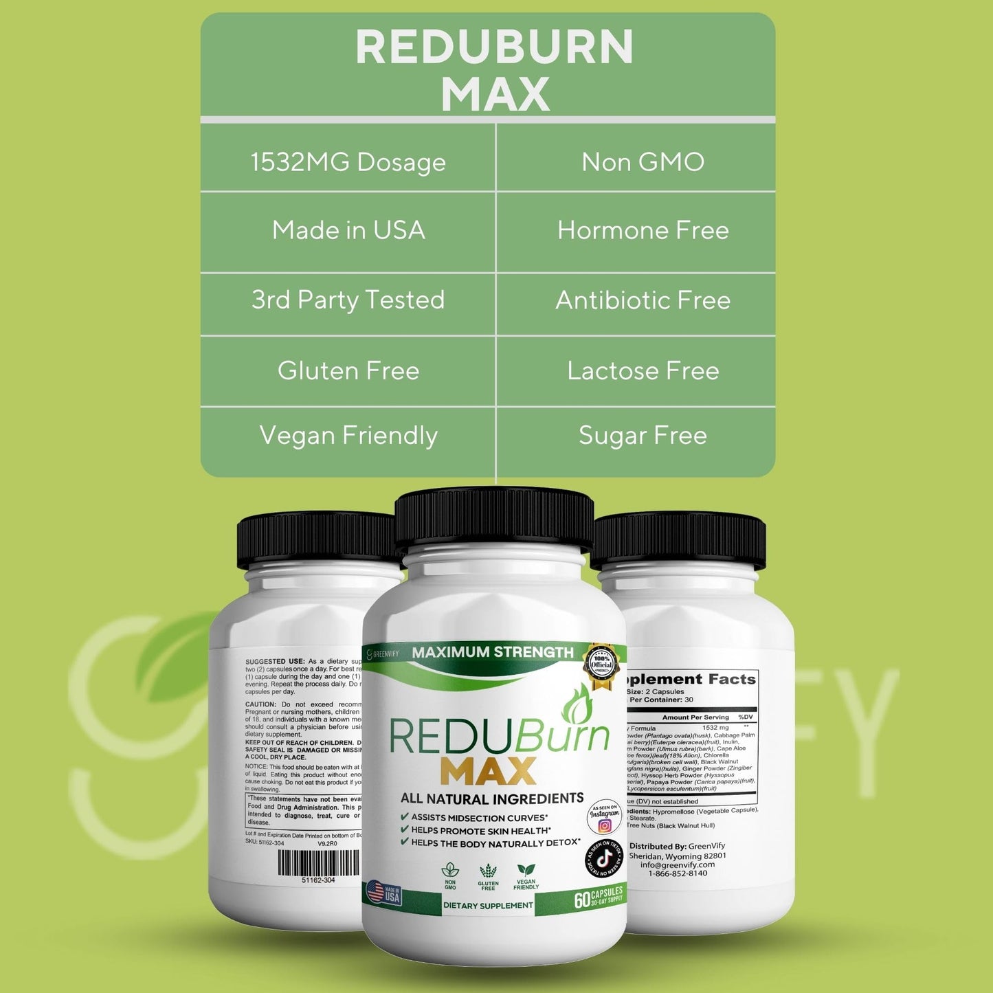 GREENVIFY Redubutt Max Maximum Strength Dietary Supplement Capsule 60 Capsules