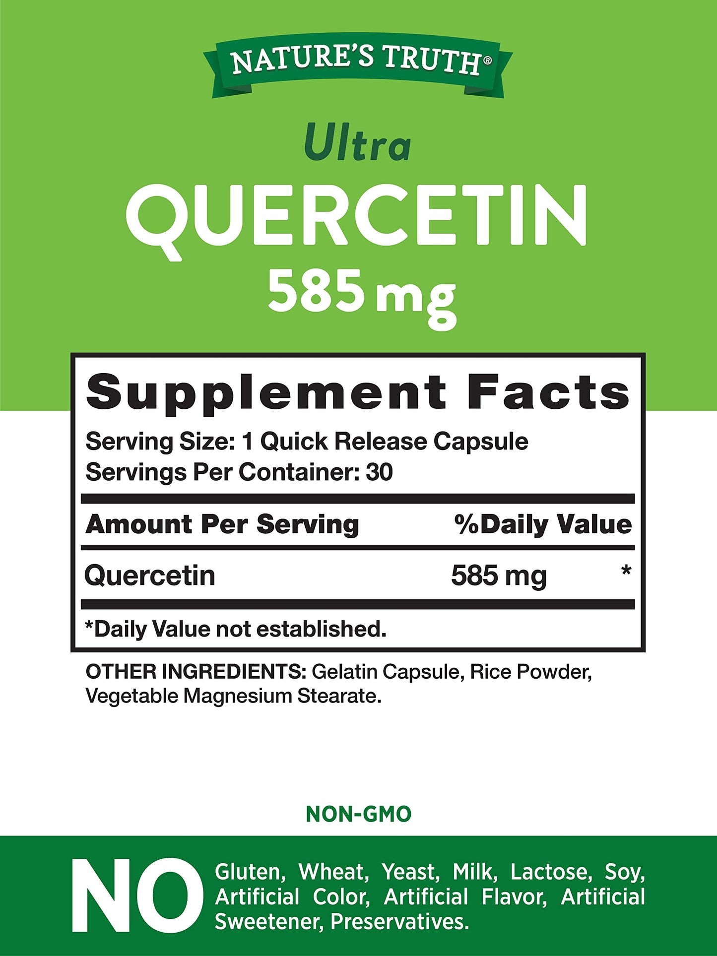 Nature's Truth Quercetin 585mg Capsules, 30 Count