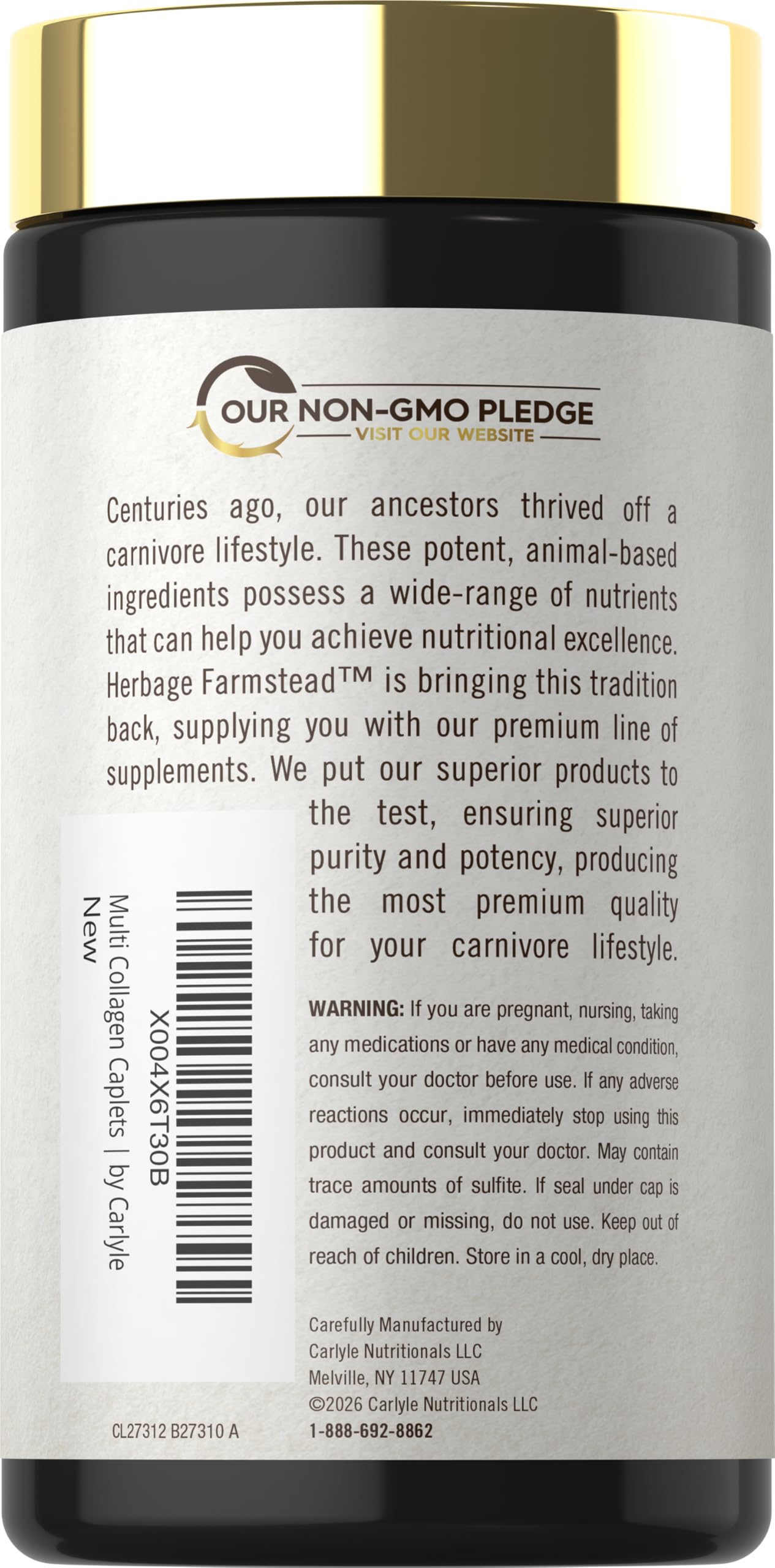 Carlyle Multi Collagen Peptides 6000mg Caplets, 120 Count