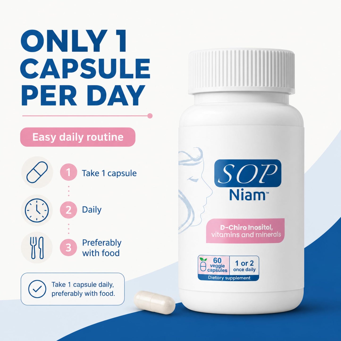 SOP NIAM D-Chiro Inositol Supplement for Women Capsule, 60 Count