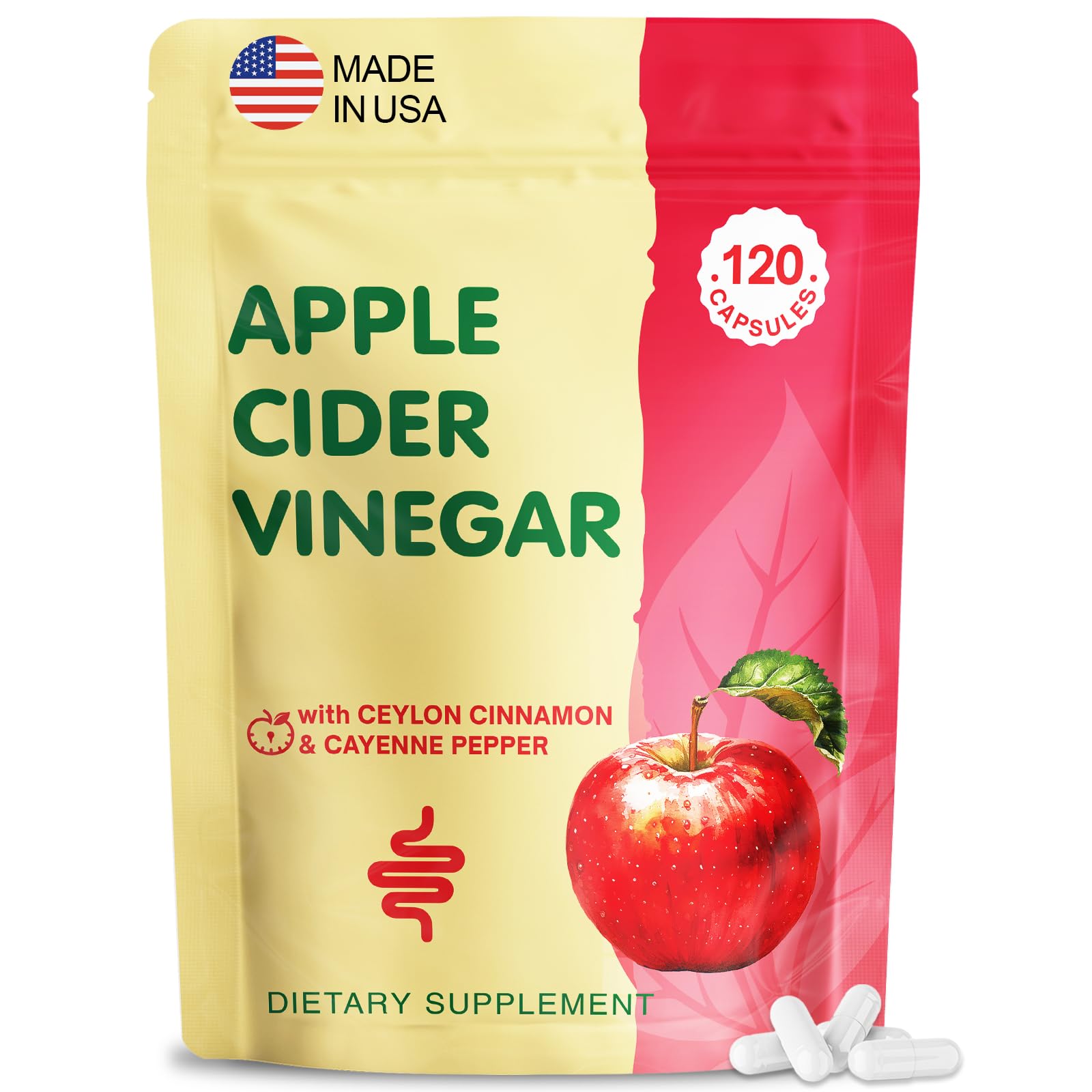 Yerhove Apple Cider Vinegar Capsules With Mother, 120 Count