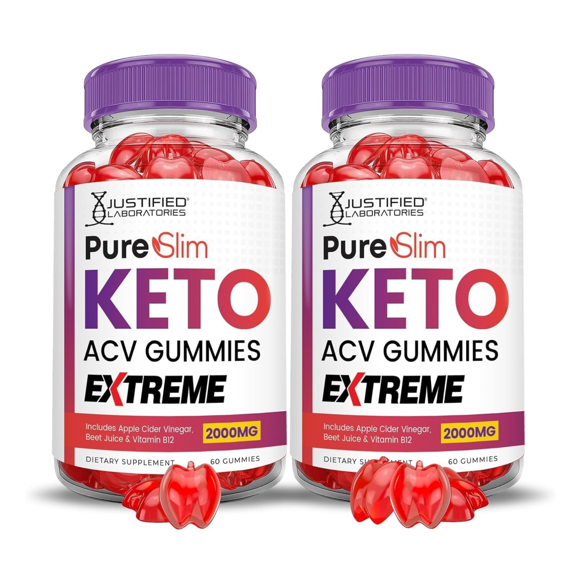 Justified Laboratories Pure Slim Keto ACV Gummies Extreme (2000 mg) 120 Gummies