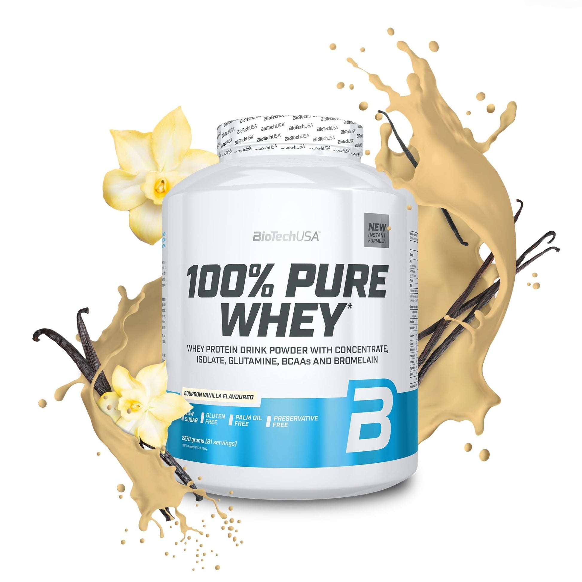 BioTechUSA 100% Pure Whey Protein Powder Bourbon Vanilla, 5 lb (Pack of 1)