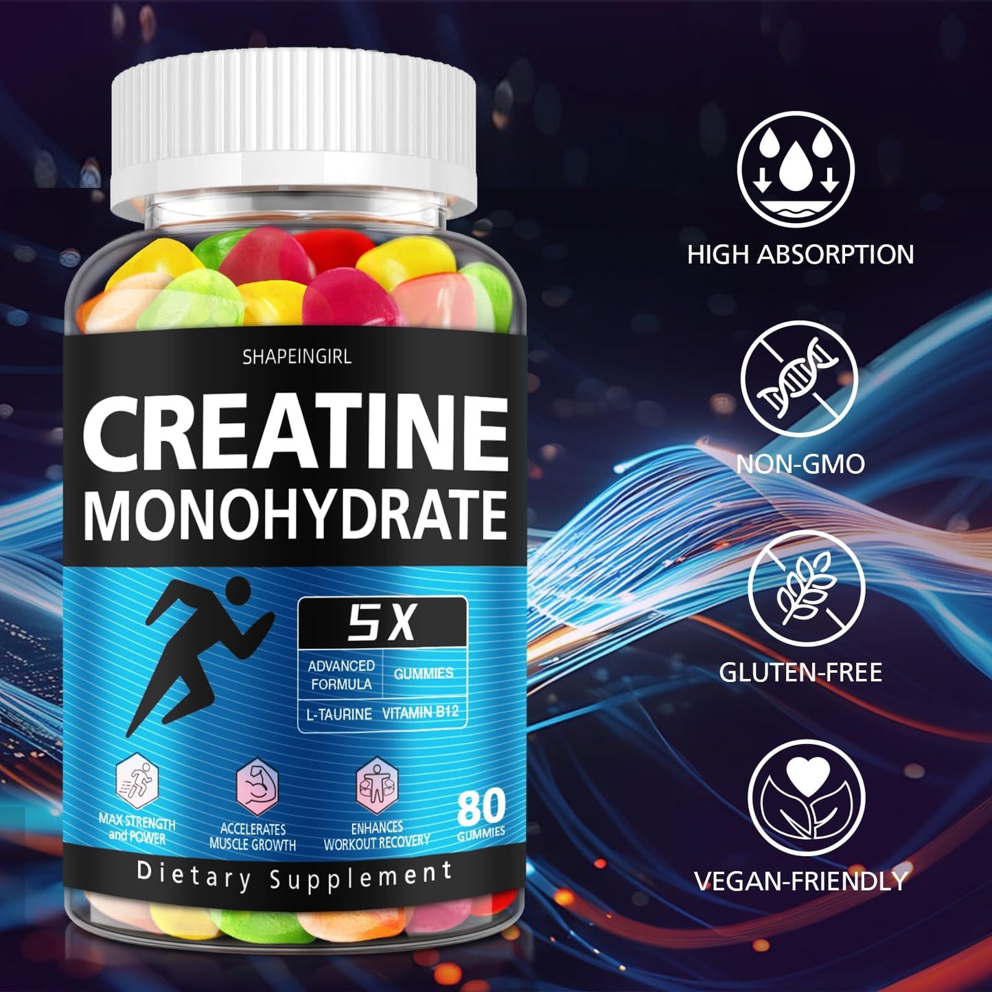 SHAPEINGIRL Creatine Monohydrate Gummies Gummy 160 Count