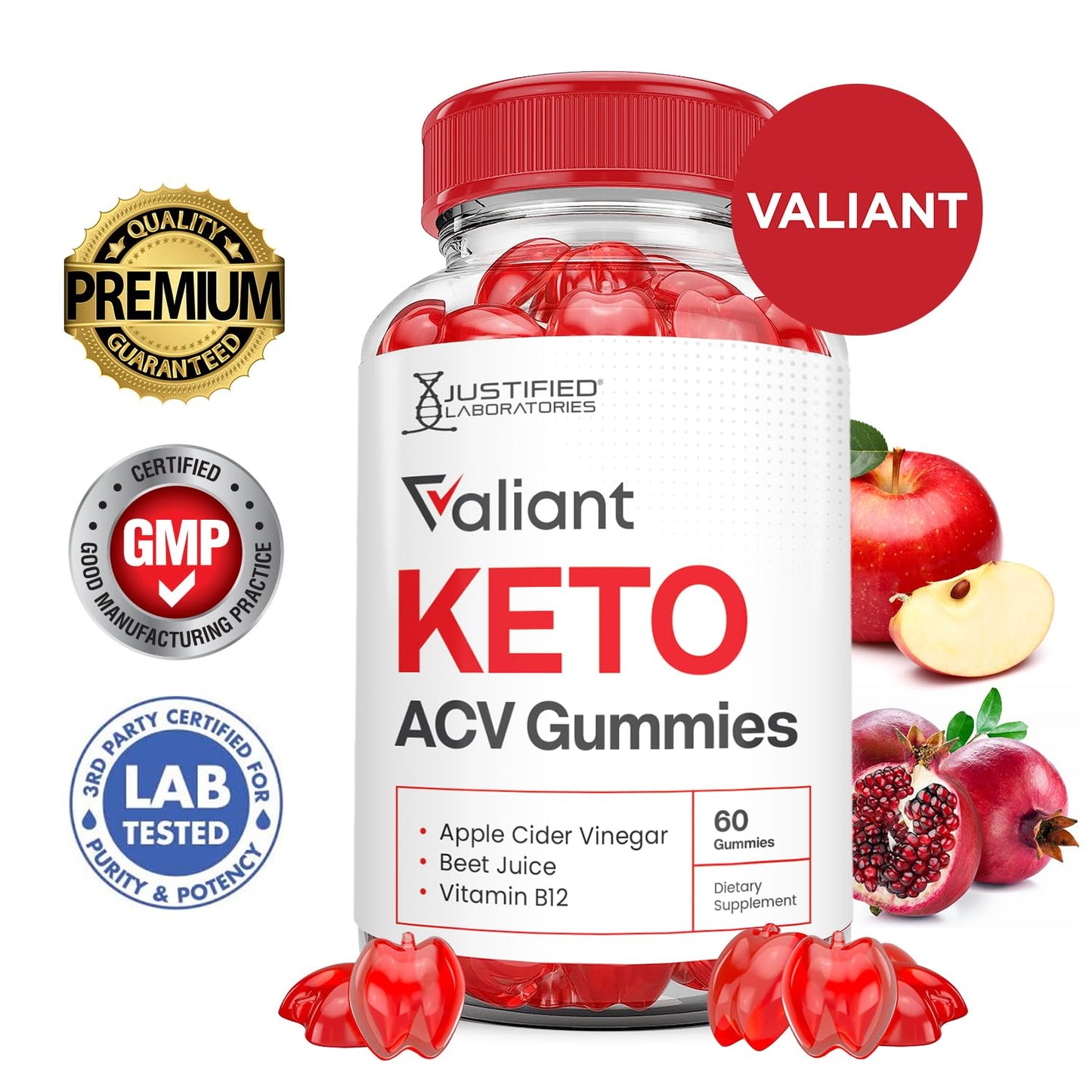 Justified Laboratories Valiant Keto ACV Gummies Advanced Formula 1000MG, 300 Gummies