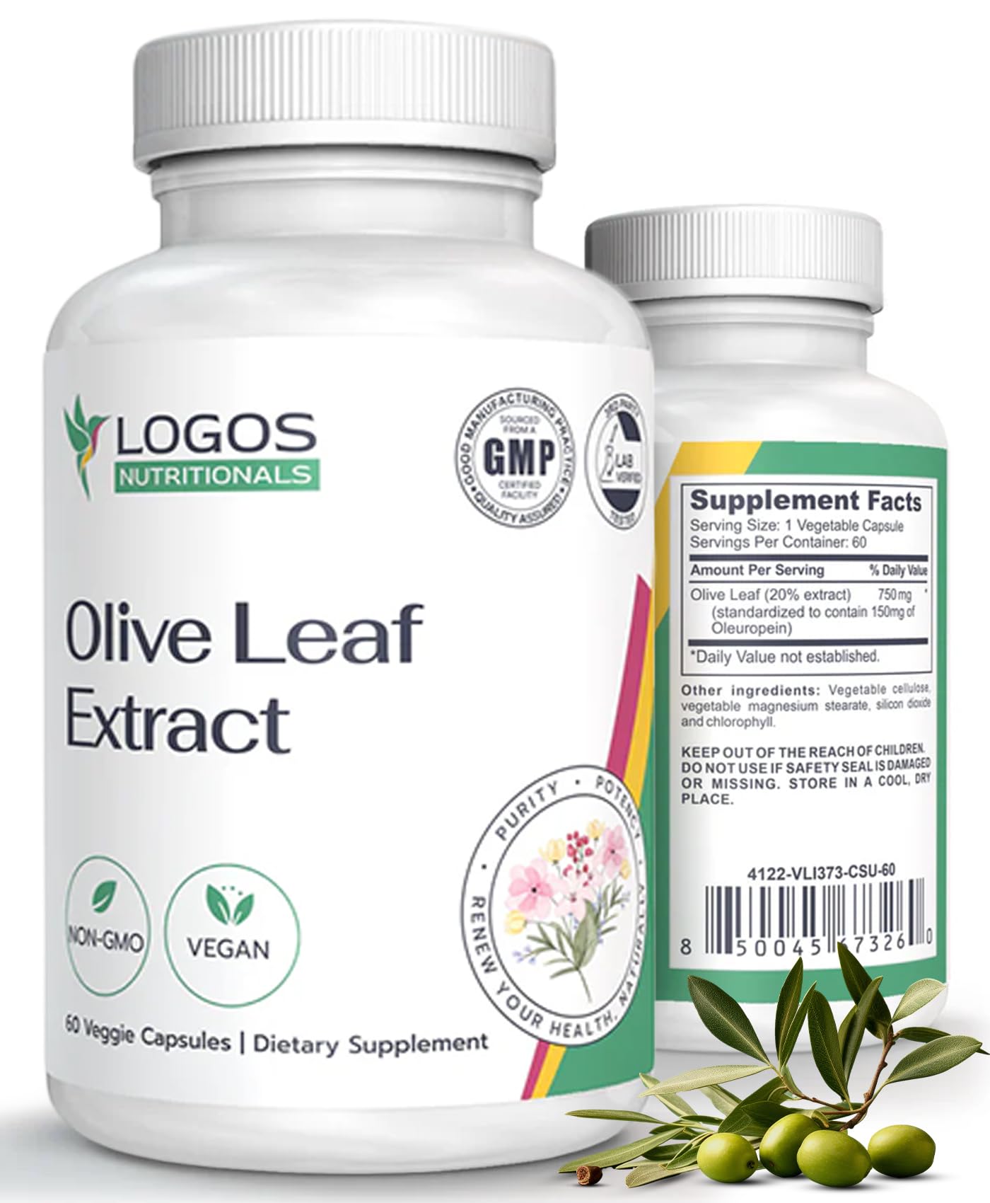 logos nutritionals Olive Leaf Extract Capsules 60 Count