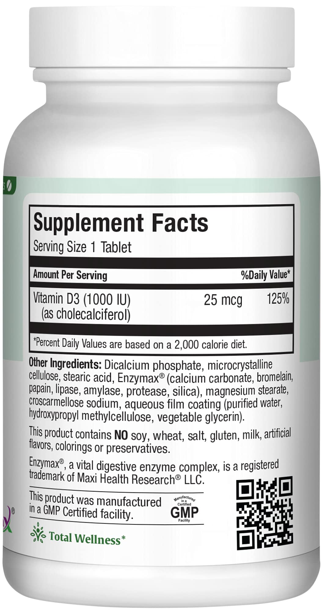 Maxi Health Vitamin D3 1000 IU Dietary Supplement 90 Tablets
