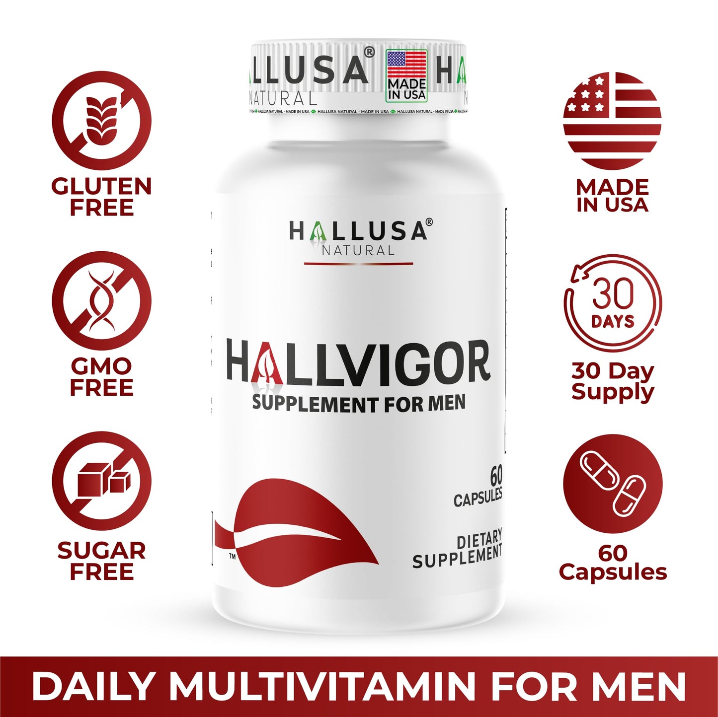 HALLVIGOR Men’s Daily Multivitamin, 60 Capsules