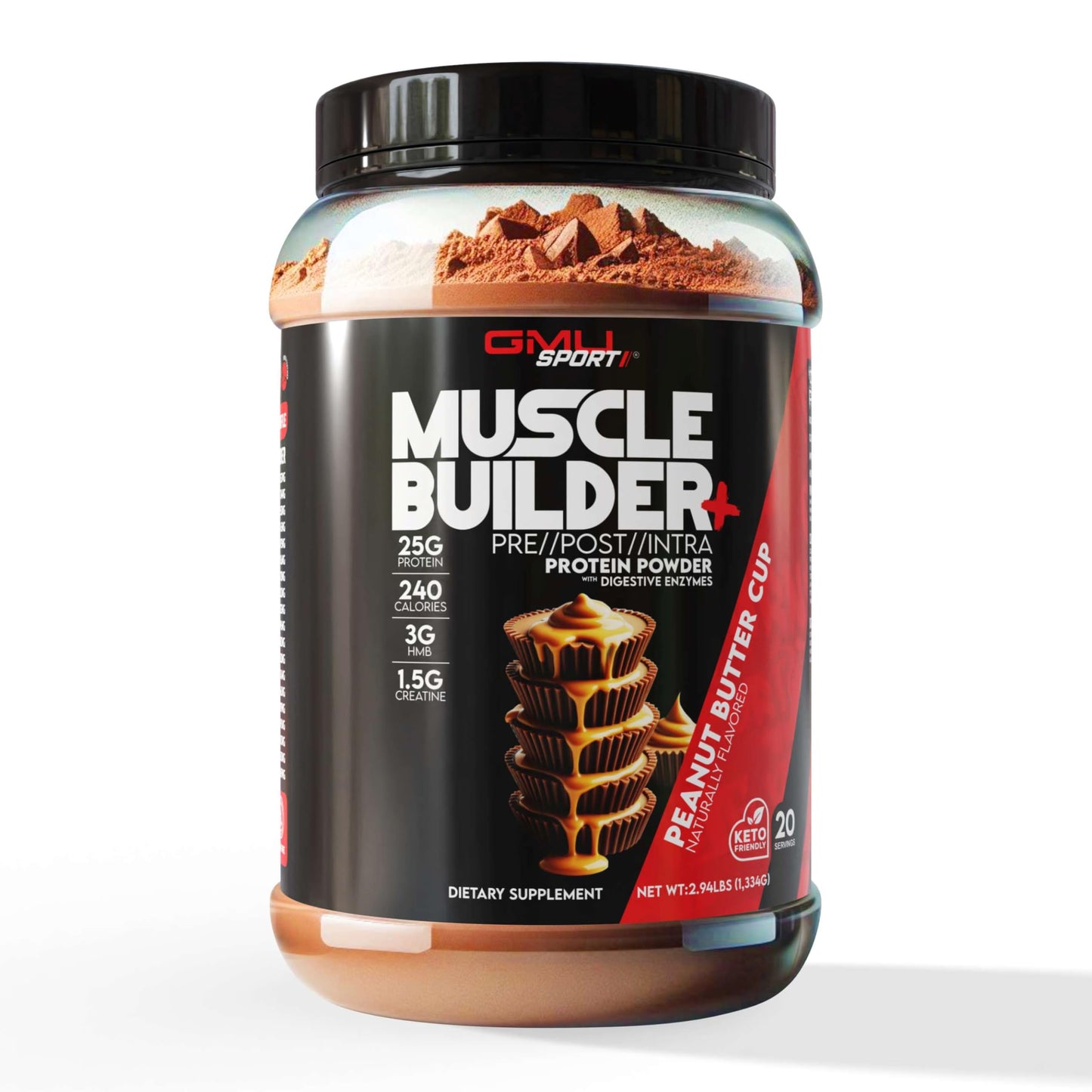 GMU SPORT Muscle Builder+ Protein Powder, 20 Servings
