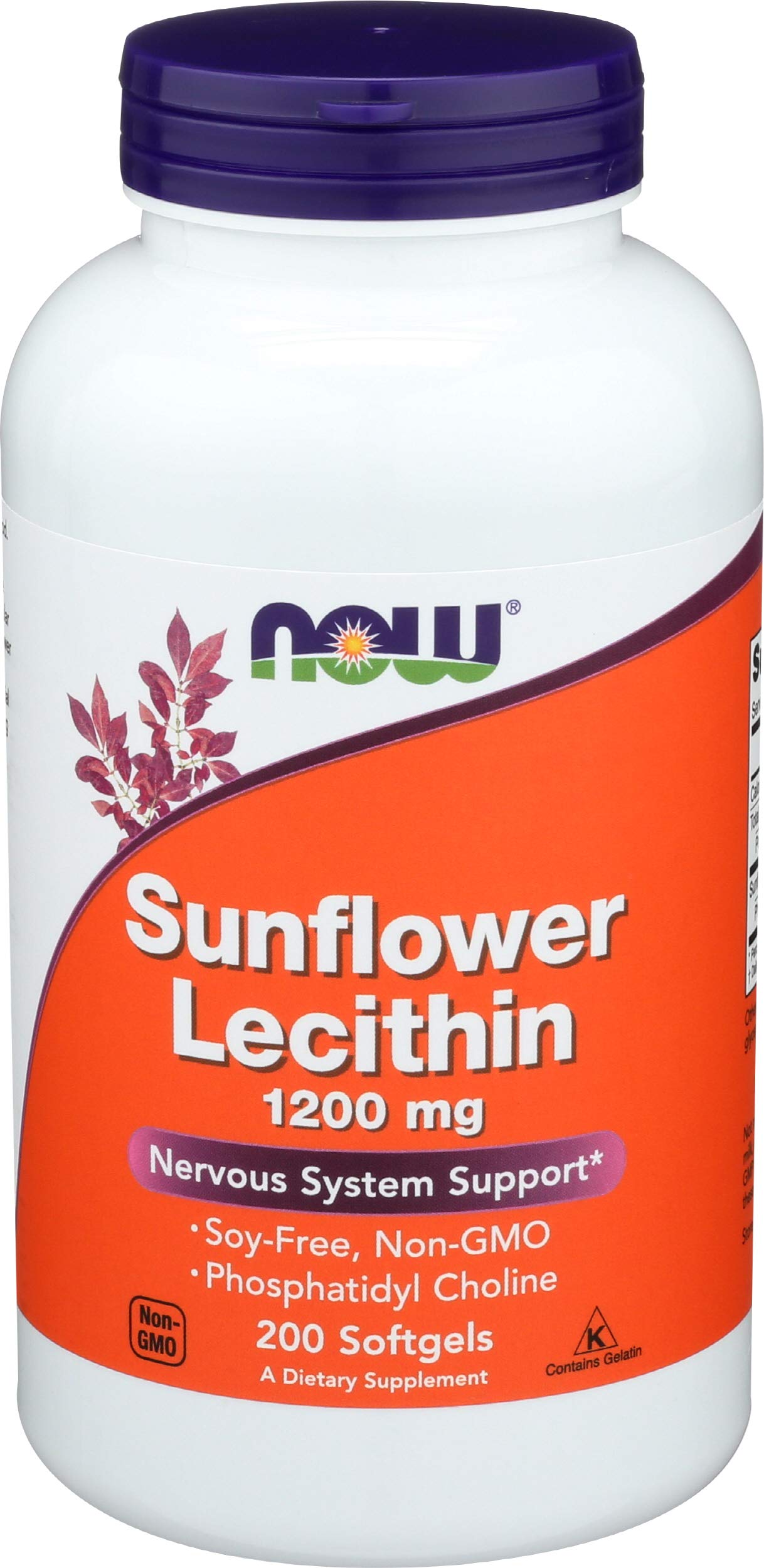 NOW Foods Sunflower Lecithin - Phosphatidyl Choline - 1,200 mg Softgels 200