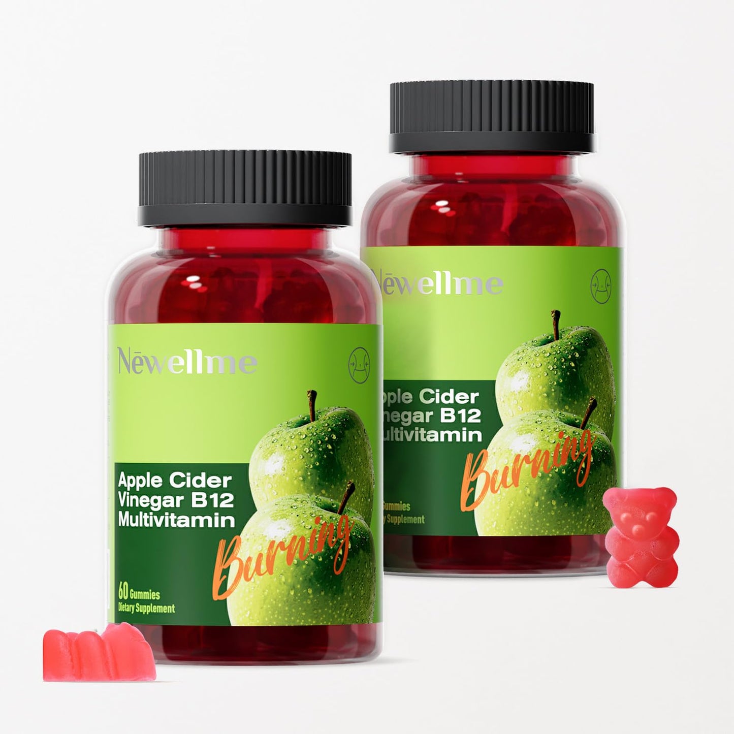 NEWELLME Apple Cider Vinegar Gummies B12 Multivitamin ACV Supplement 60 Count