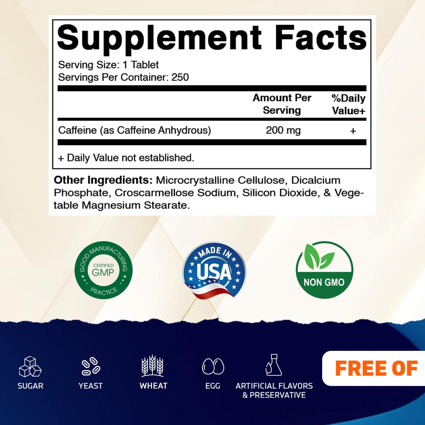 Vitamatic Caffeine Tablets 200mg per Serving, 500 Tablets