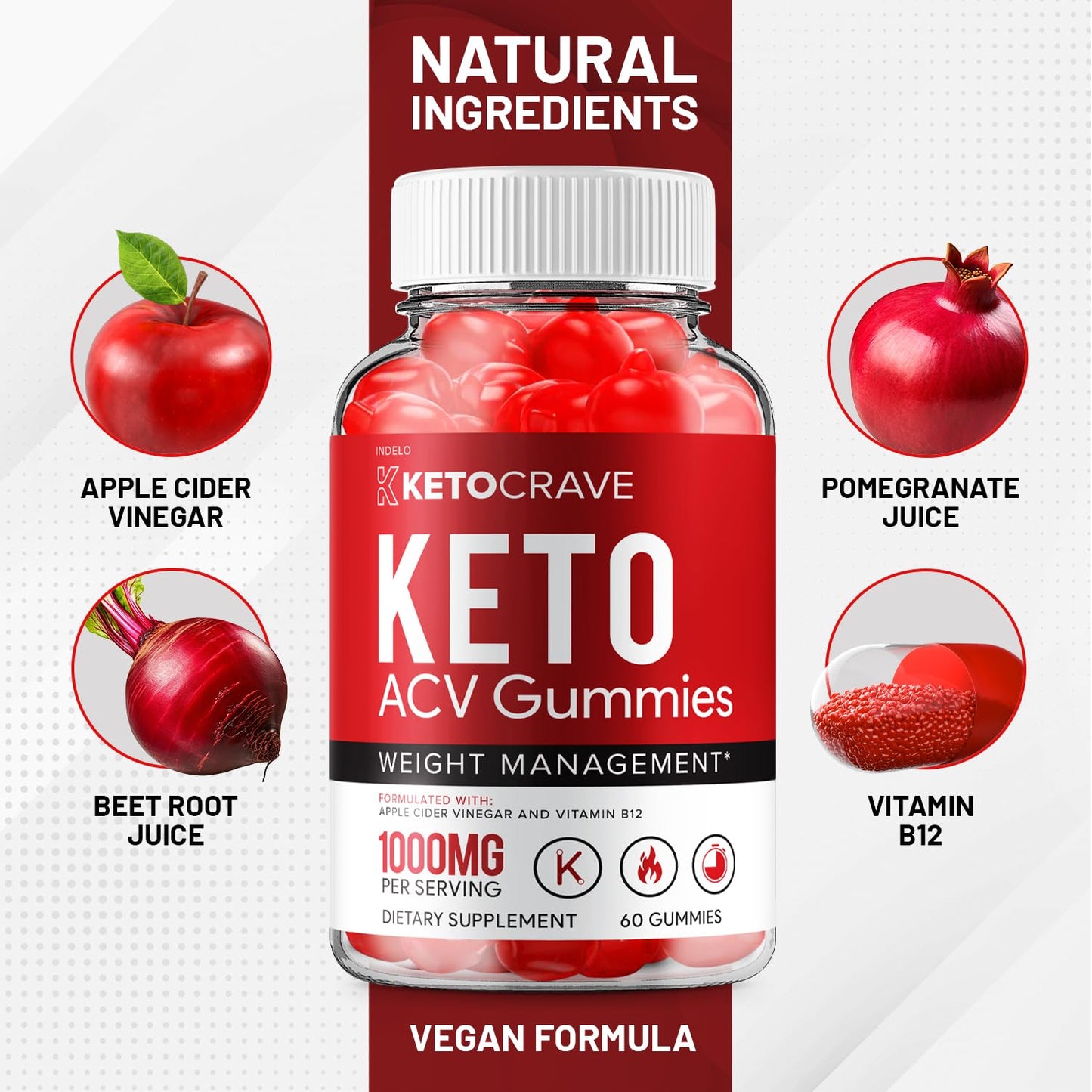 Indelo Crave Keto ACV Gummies 180 Count
