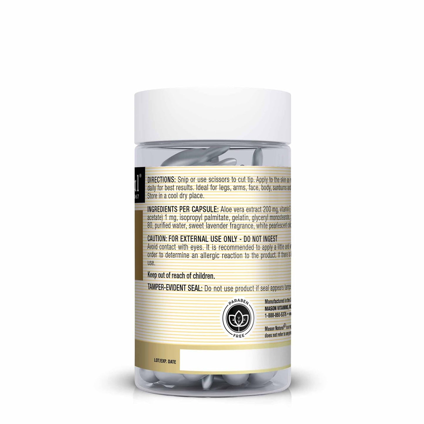 Mason Natural Aloe Vera & Vitamin E Body Cream Snip-Off Capsules 60