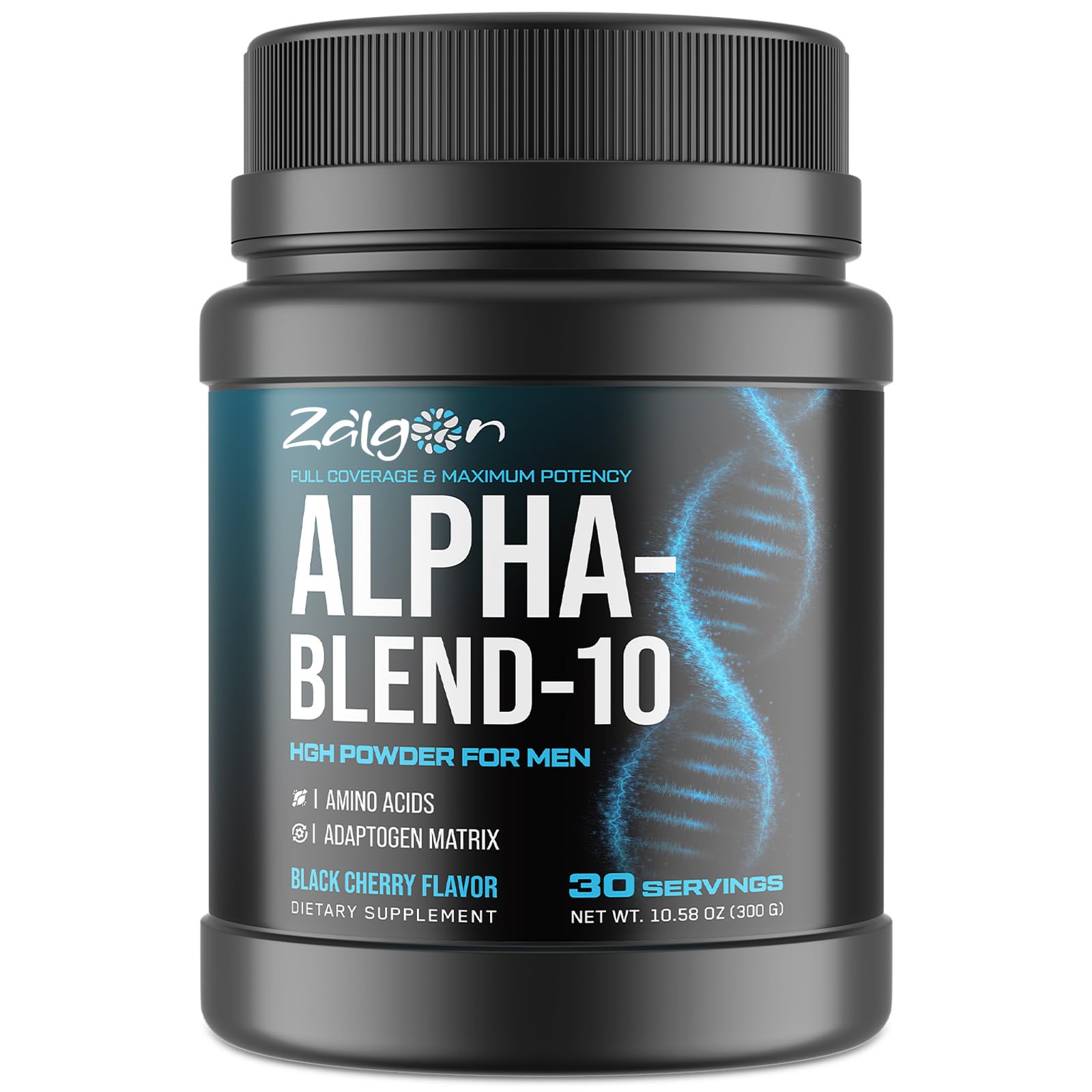 Zalgon HGH Supplements for Men, Testosterone Booster, Belly Fat Burner & Muscle Builder Powder, Black Cherry Flavor, 300 g (30 Servings)