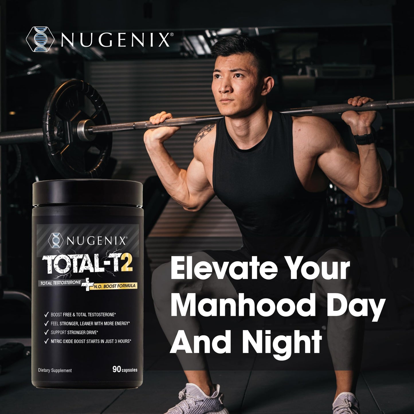 Nugenix Total-T2 Testosterone Booster and Nitric Oxide Booster Capsule, 180 Count