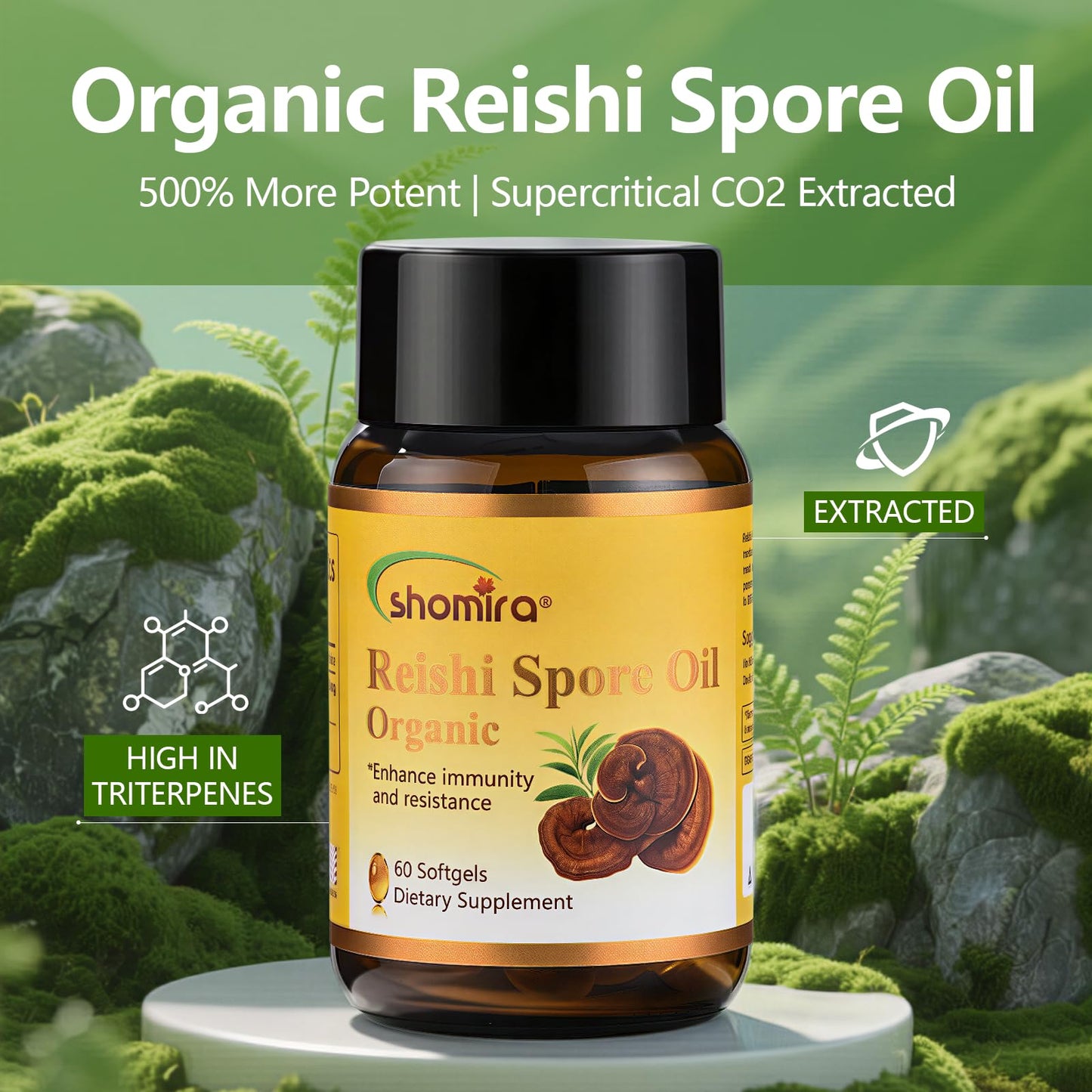 Shomira Organic Reishi Spore Oil Softgel, 60 Softgels