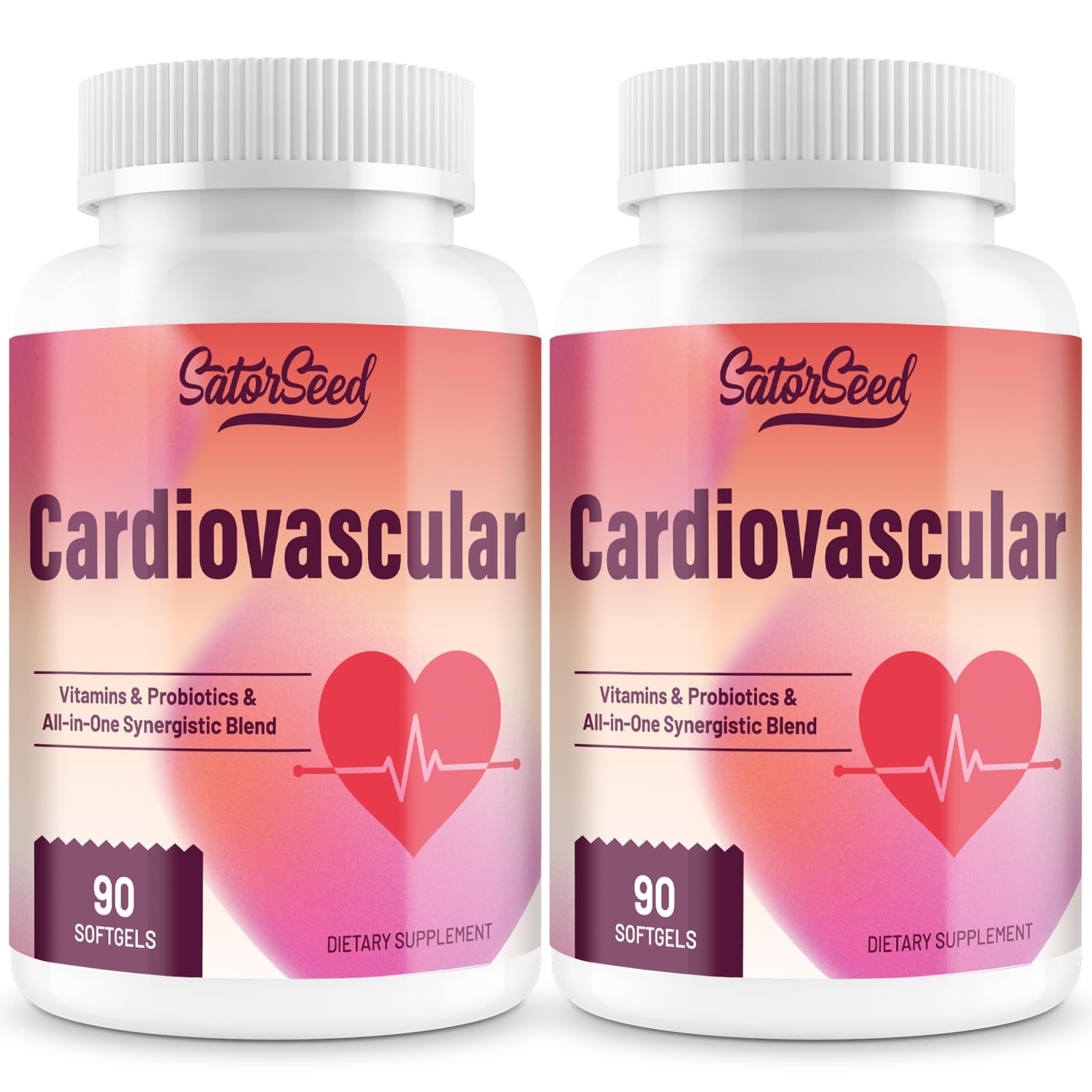SatorSeed Cardiovascular Supplement 3000MG Multi-Vitamins, Probiotics, Omega-3 & CoQ10 Synergistic Blend for Adults Softgel 180 Count