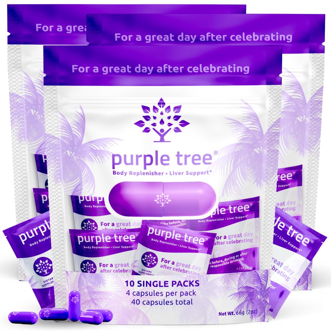 Purple Tree Post-Drink Wellness Liver Support & Hydration Supplement with DHM, Milk Thistle, Electrolytes & Vitamins, 120 Capsules
