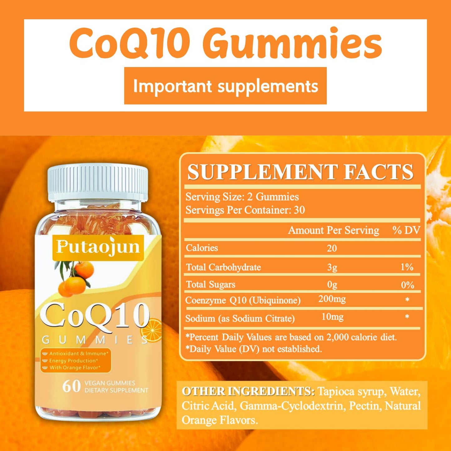 Putaojun CoQ10 Gummies 60 Count
