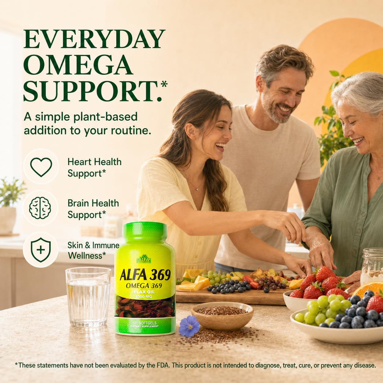 ALFA VITAMINS Alfa 3-6-9 1000 Mg Nutrition Supplement Softgels 100