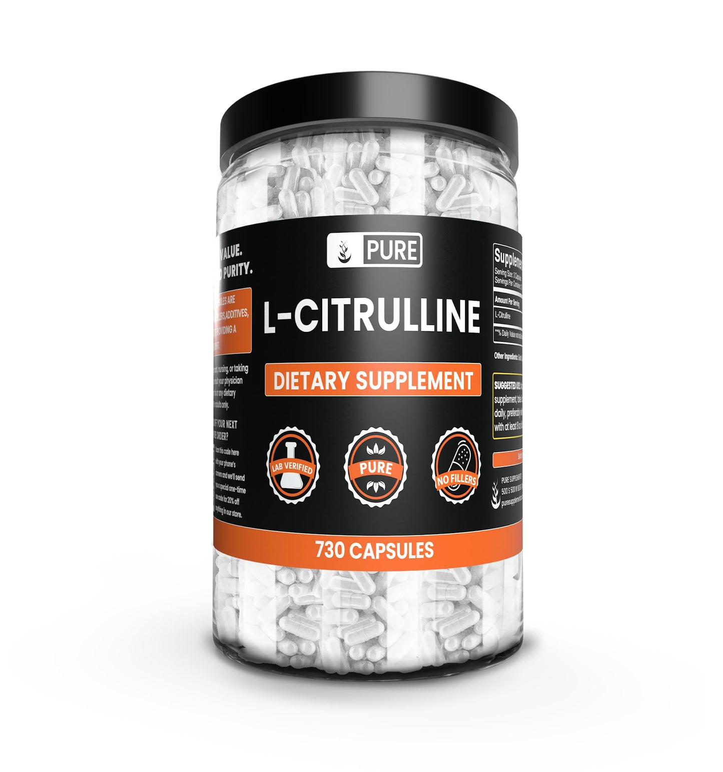 Pure Original Ingredients L-Citrulline Capsules 730