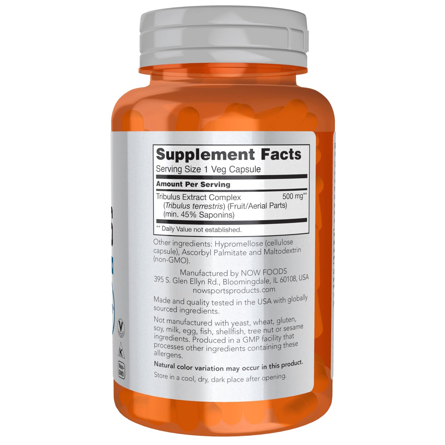NOW Foods Tribulus (Tribulus terrestris) 500 mg Veg Capsules, 100 Count