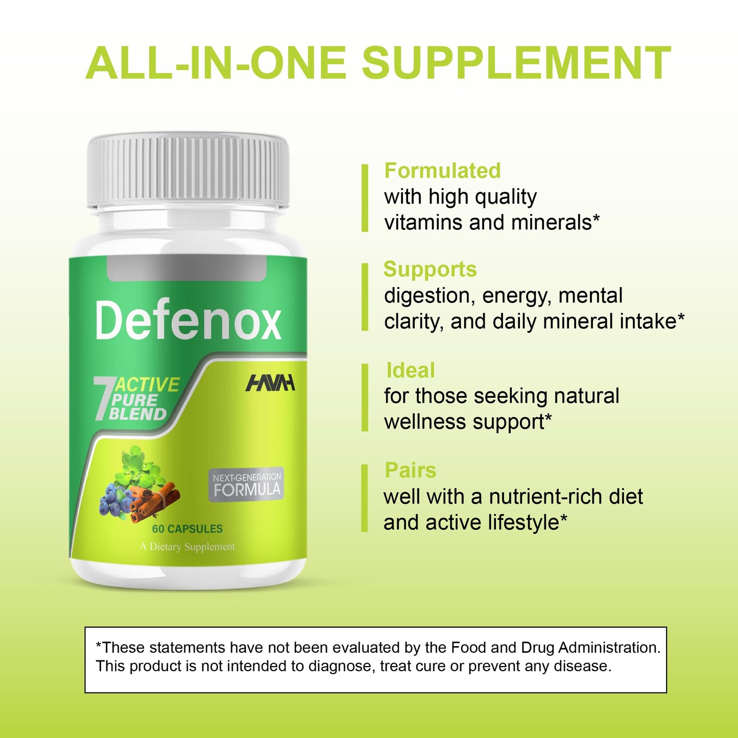 Havah Defenox 7 Active Formula Supplement Capsules, 60 Count