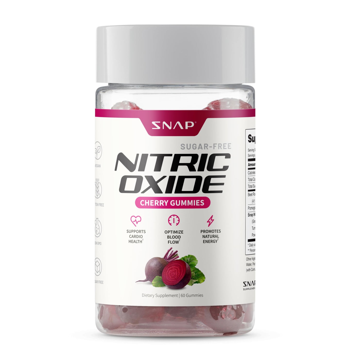 Snap Supplements Nitric Oxide Gummies 60 Count