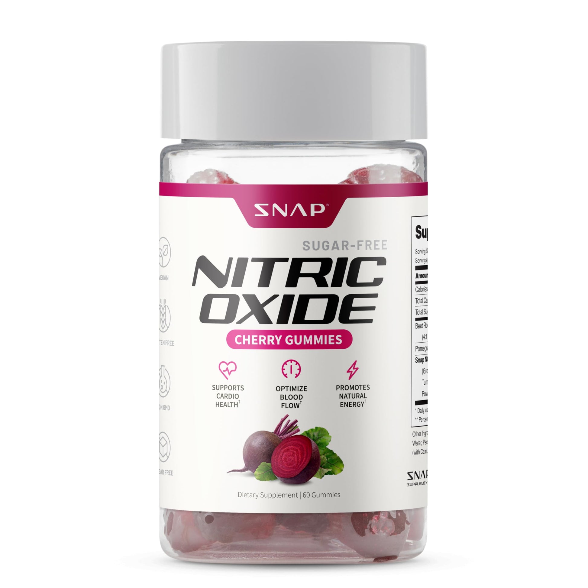 Snap Supplements Nitric Oxide Gummies 60 Count