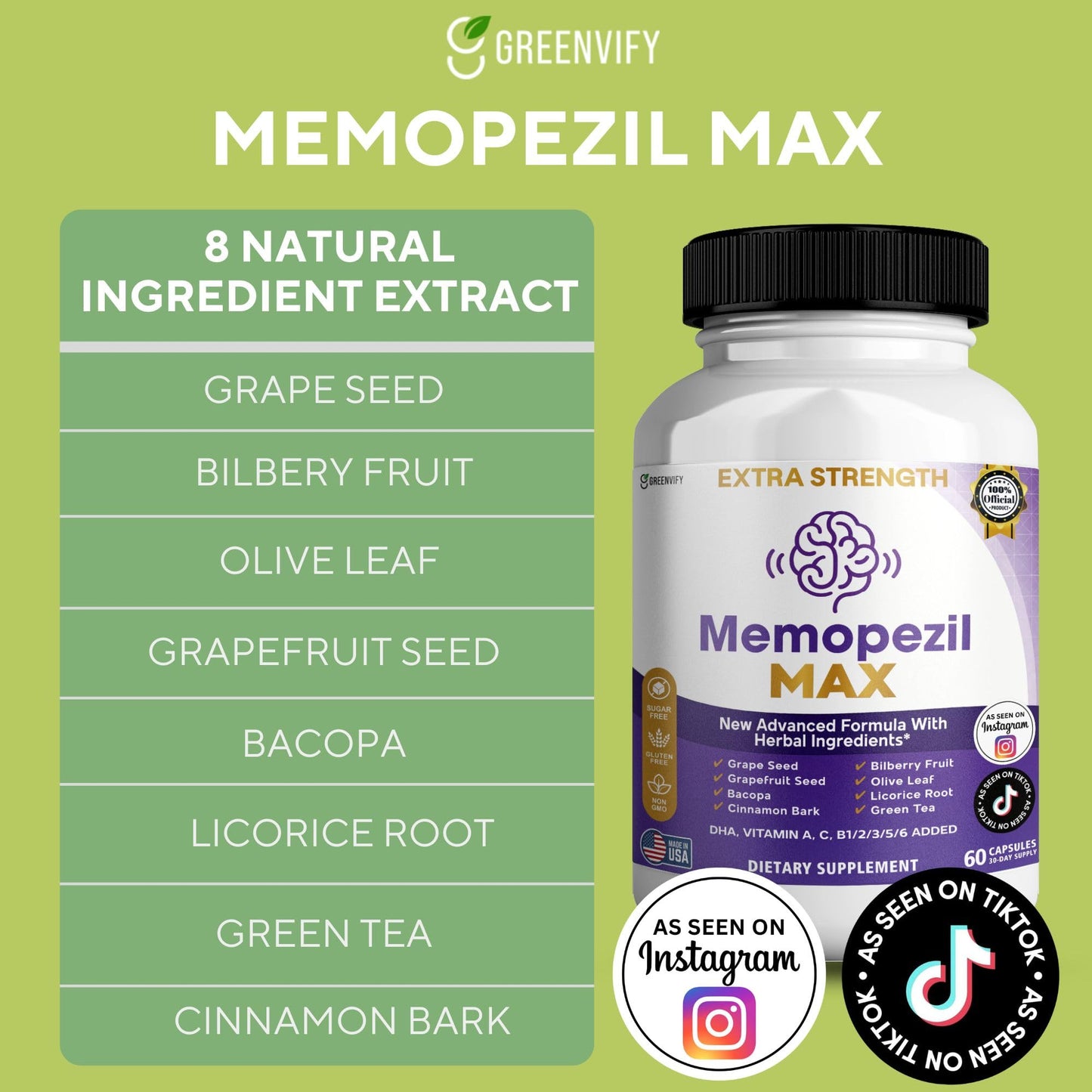 GREENVIFY Memopezil MAX Brain Supplement Capsule 60