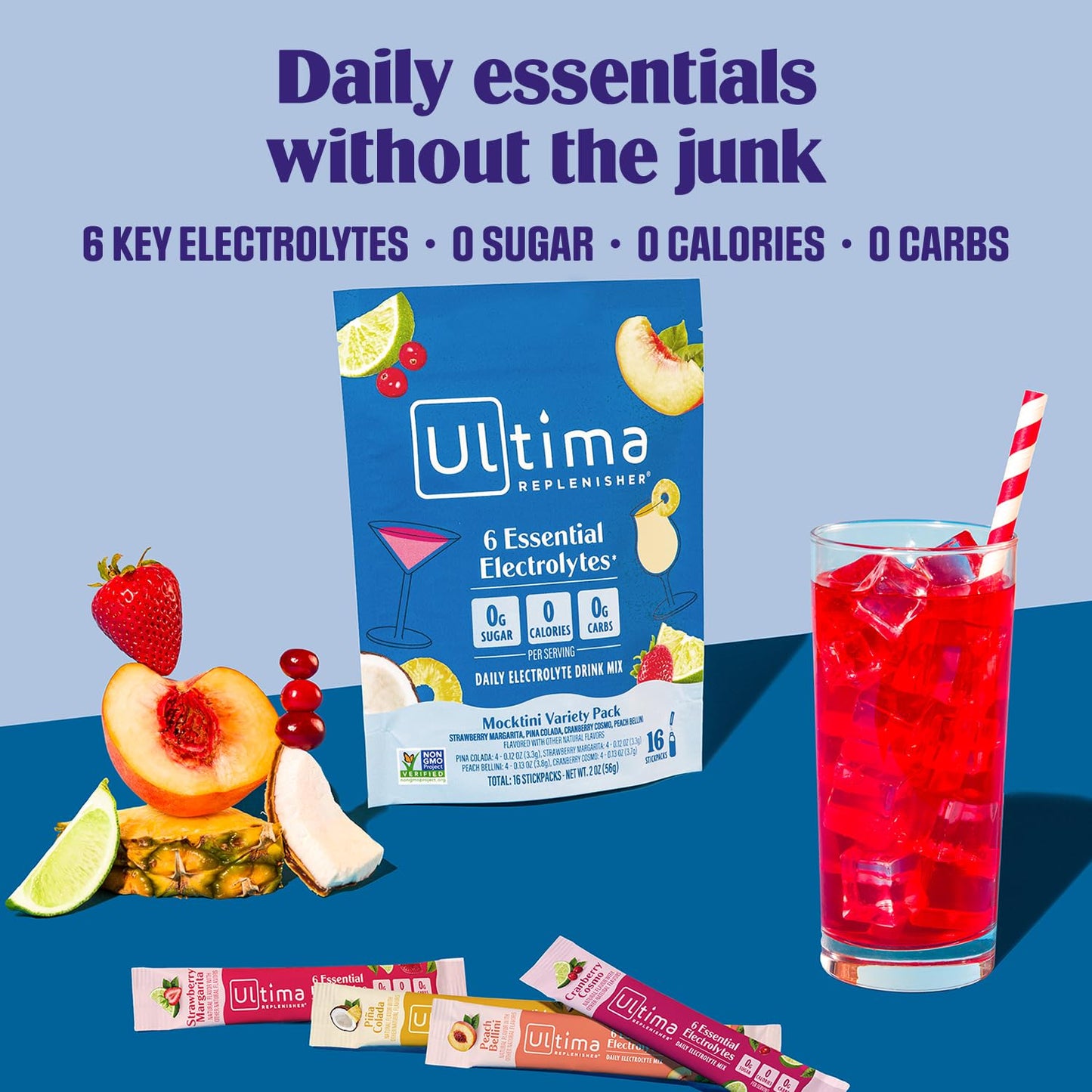 Ultima Replenisher Mocktini Variety Electrolyte Packets Powder, 16 Count