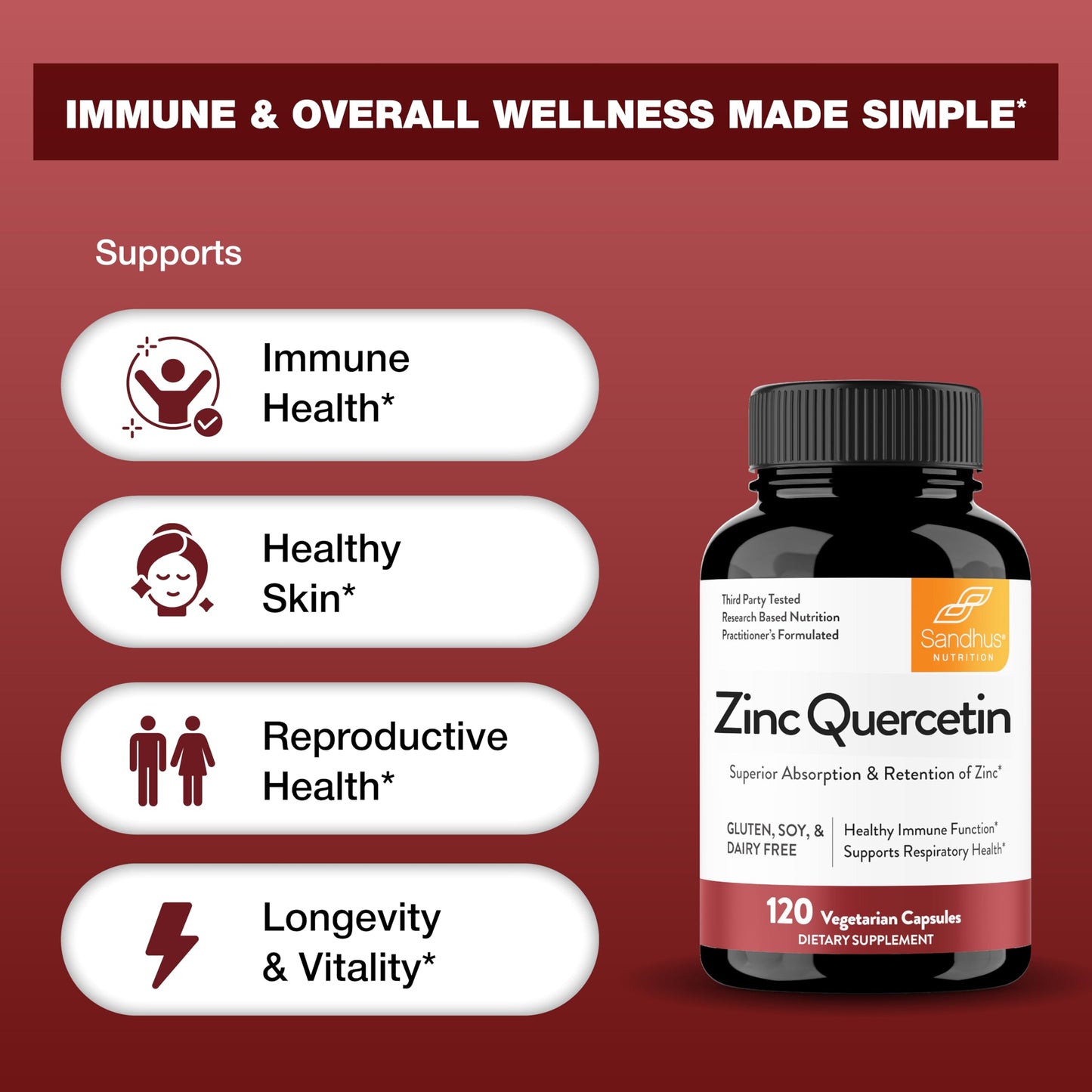 Sandhu's Zinc Quercetin 120 Capsules