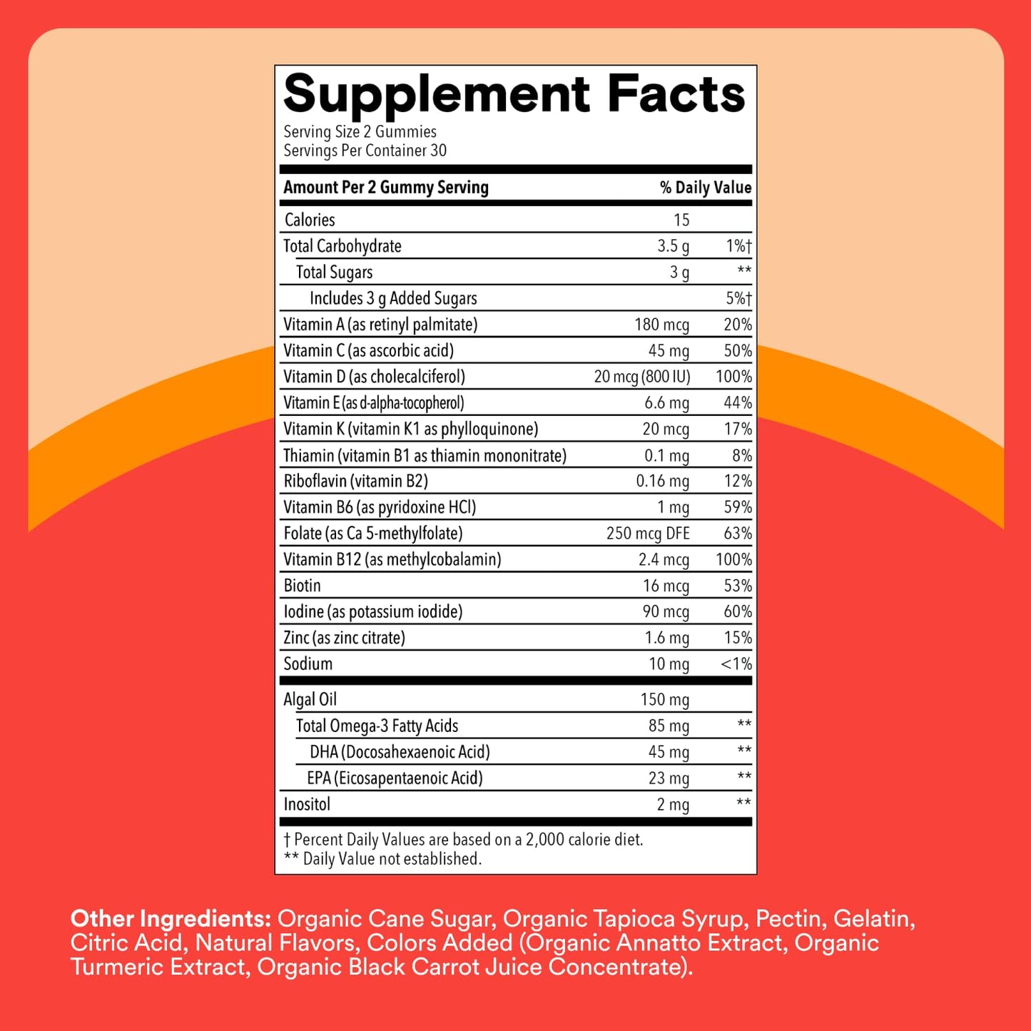 SmartyPants Kids Multivitamin Gummies, Omega 3 (DHA/EPA), Vitamins D3, C, B12, B6, Vitamin A, K & Zinc, Gluten Free, Three Fruit Flavors, 80 Count (40 Day Supply)