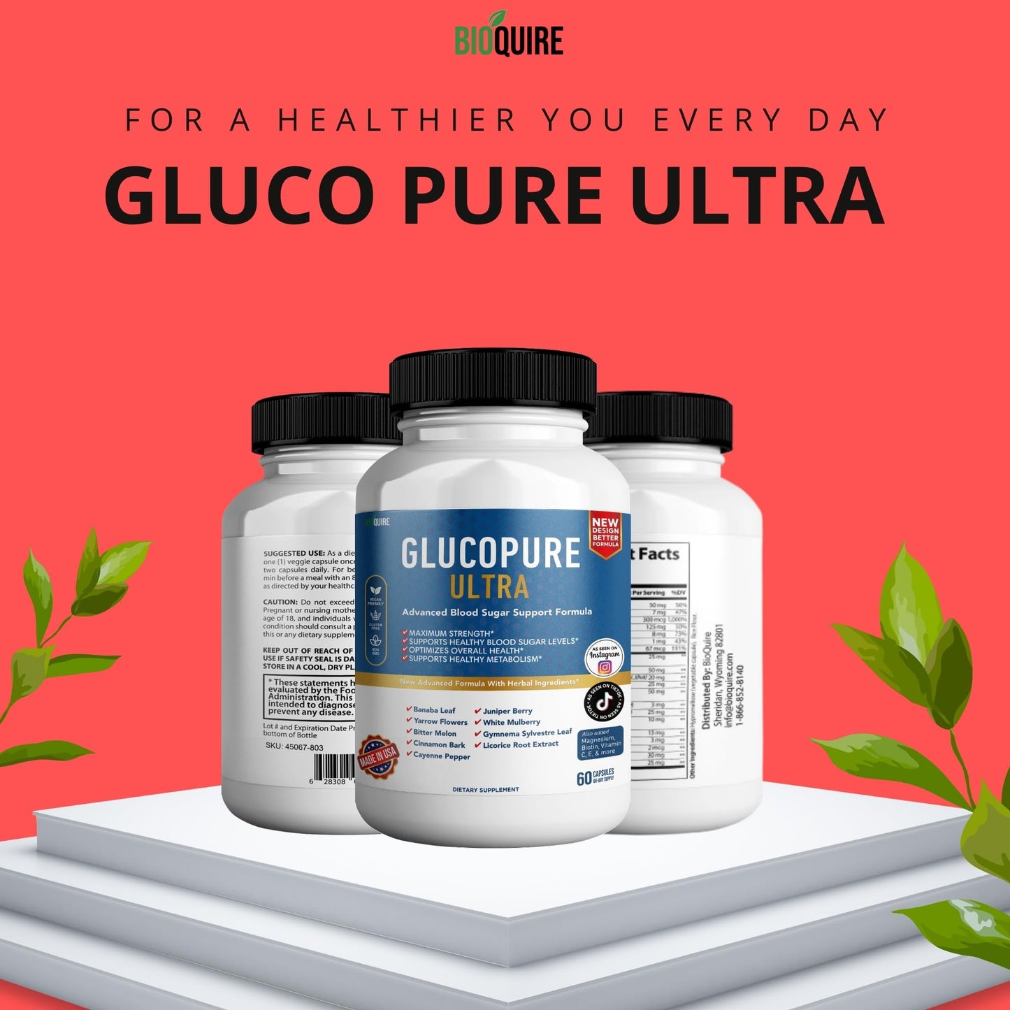 BIOQUIRE Gluco Pure Ultra Dietary Supplement 60 Capsules