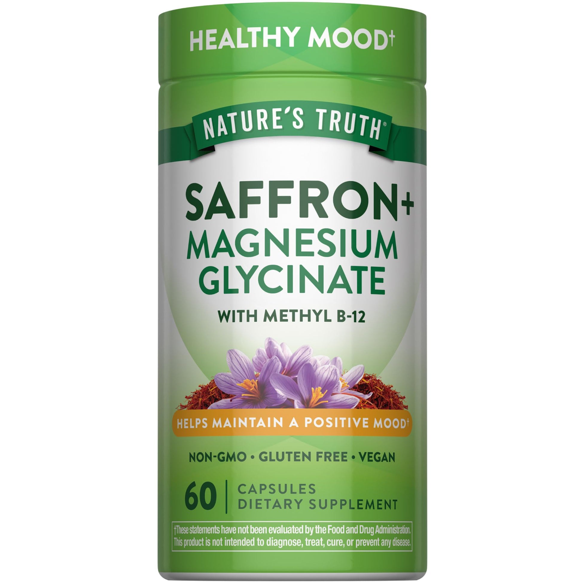 Nature's Truth Saffron Extract Capsules with Magnesium Glycinate and Vitamin B-12, 60 Count