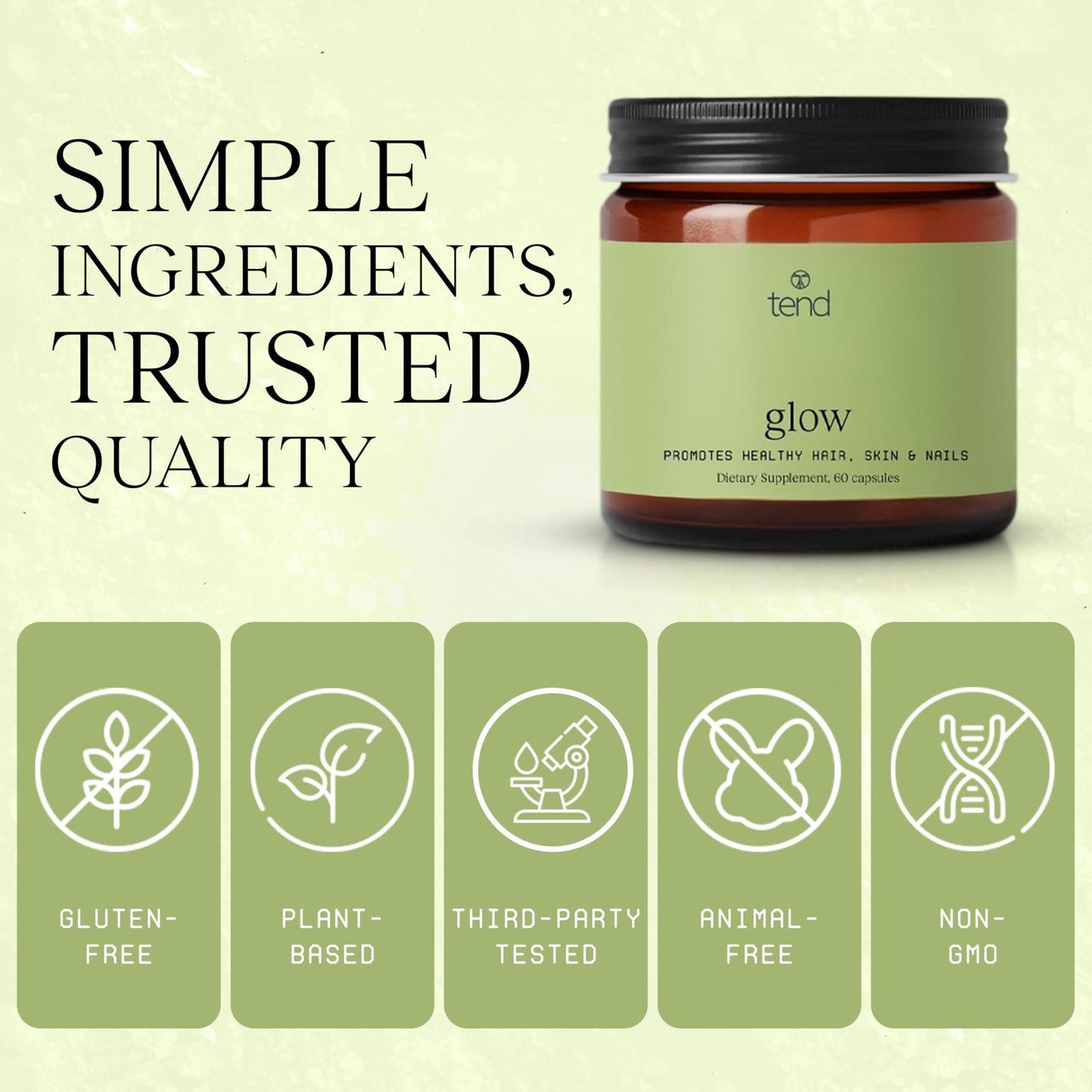 Tend Supplements Glow Hair, Skin & Nails Supplement, 1 Capsule