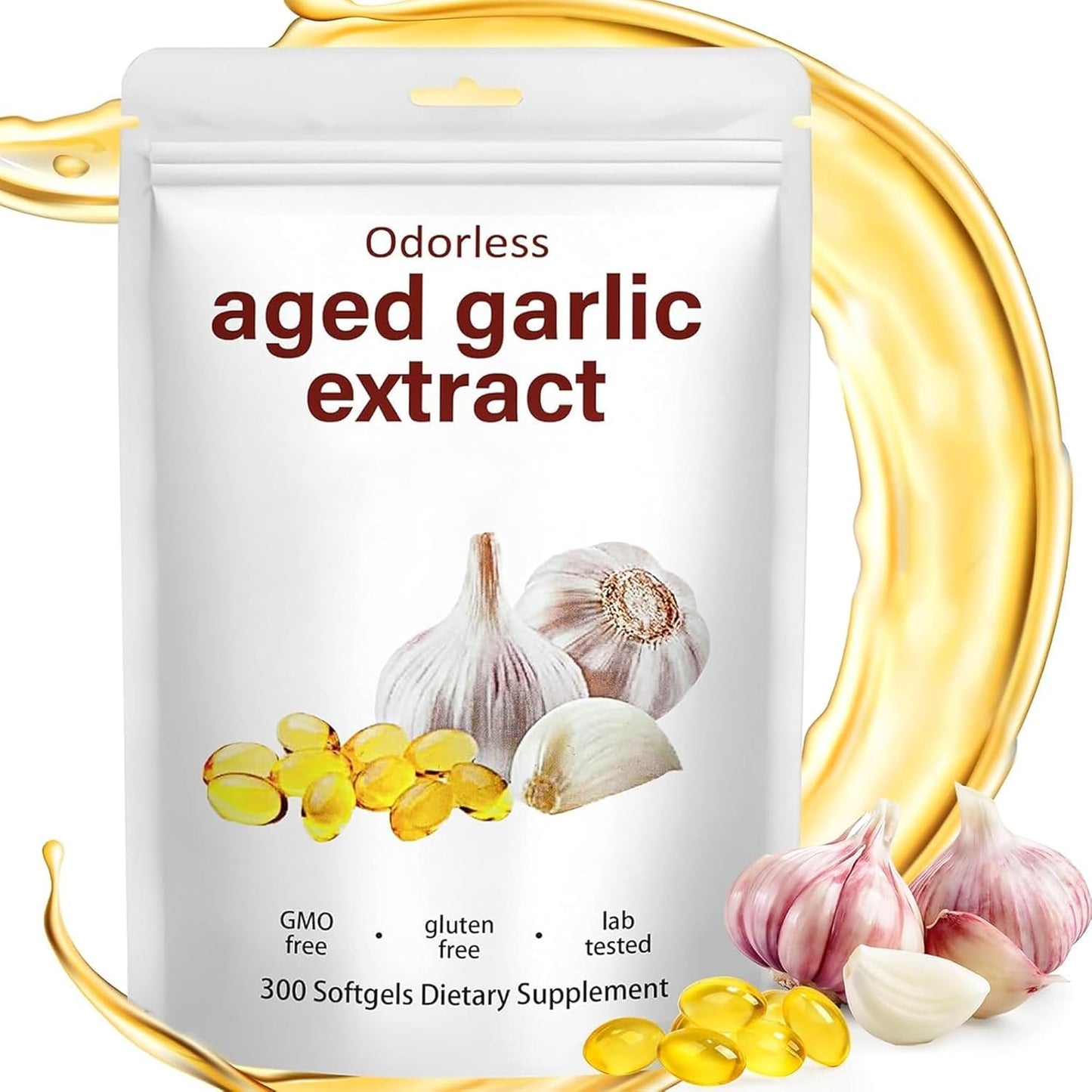 ELFINOX Odorless Aged Garlic Extract Softgels, 300