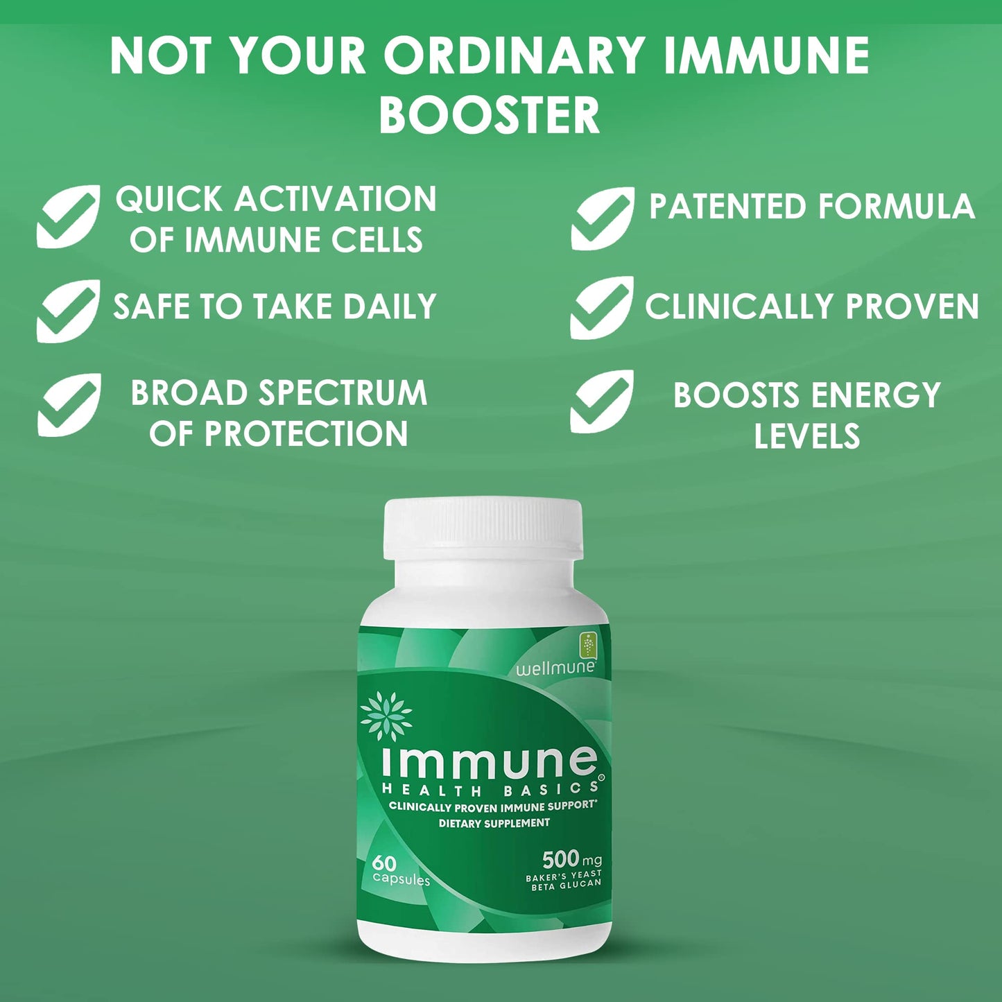 Immune Health Basics Ultra Strength Immunity - Clinically Proven Immune Support Wellmune Highly Purified Beta Glucan Capsules 60