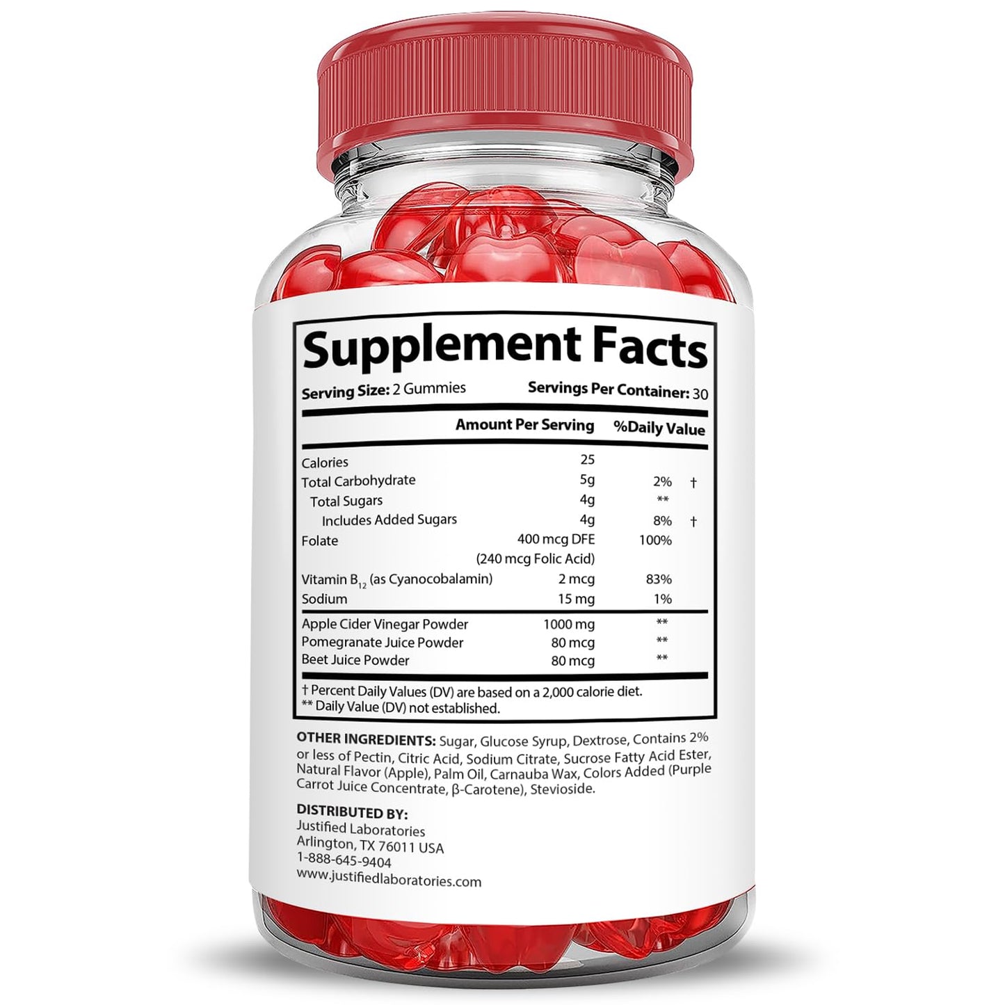 Justified Laboratories Trim Tummy Keto ACV Gummies Advanced Formula 1000MG, 60 Count