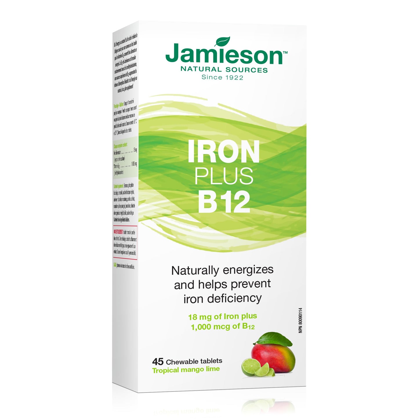 Jamieson Laboratories Iron + Vitamin B12 Tablets, 45-count